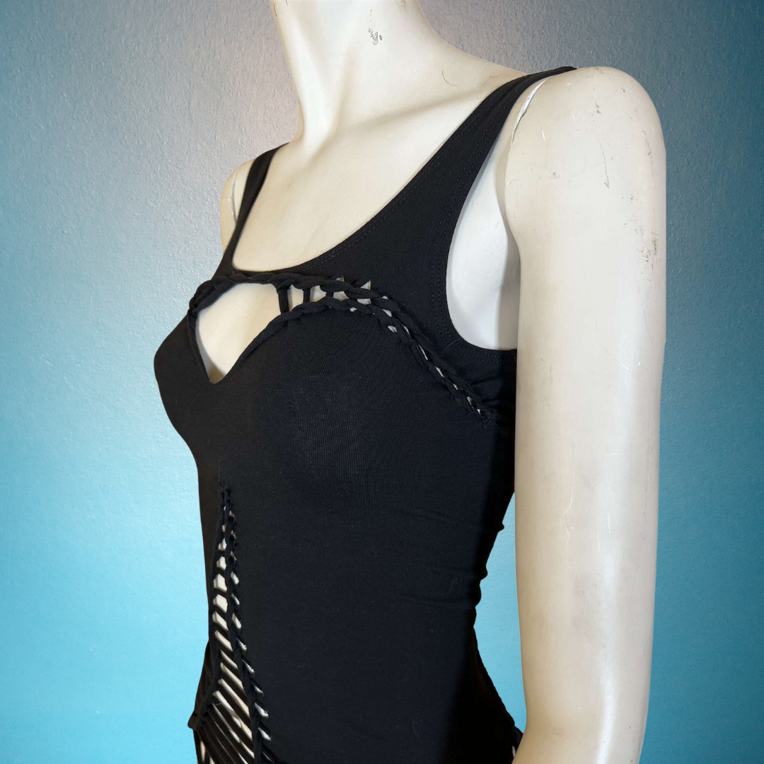 Garter Style Cat Suit * Slit Weave Bodysuit
