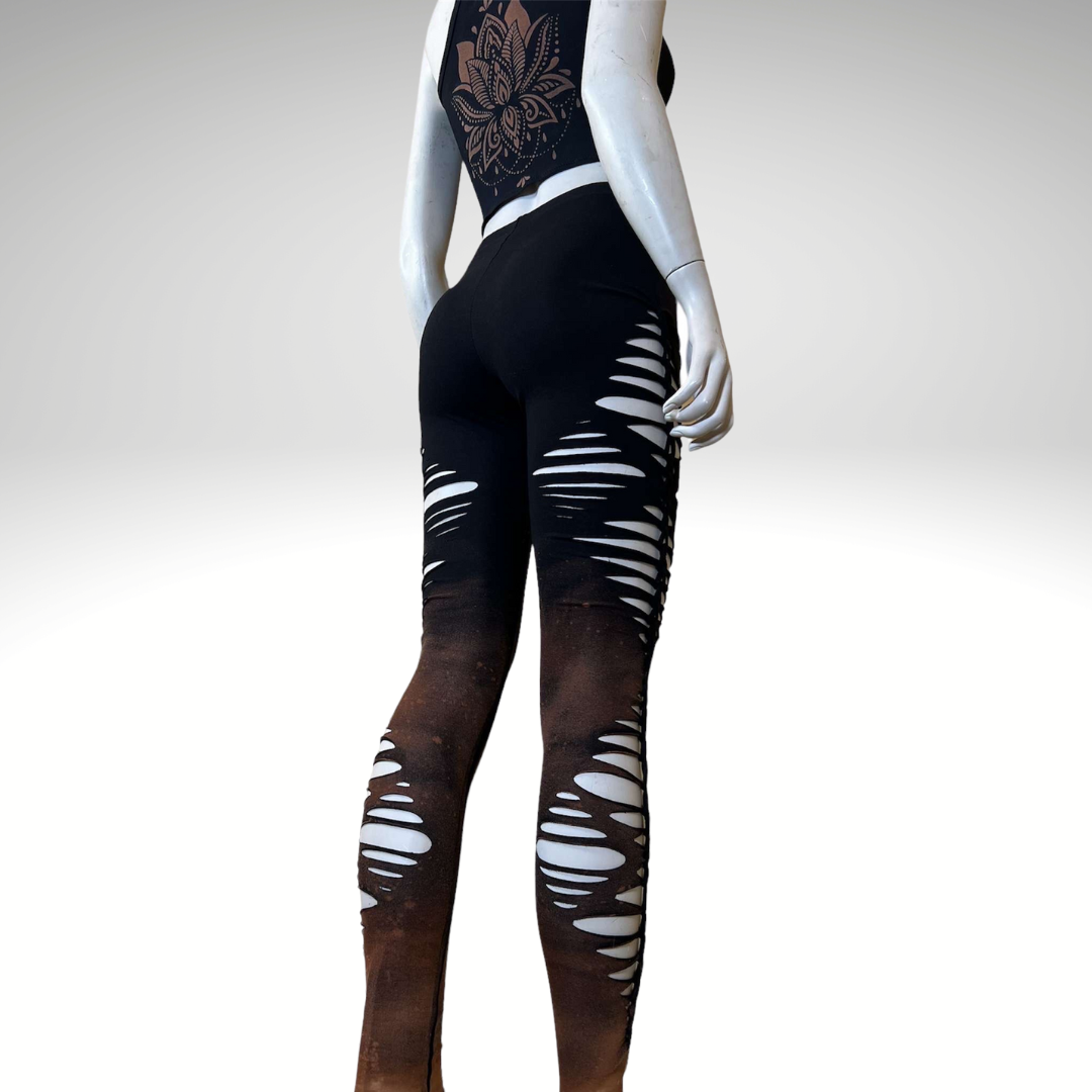 Burning Ember Slit Weave Leggings * Hand Dyed