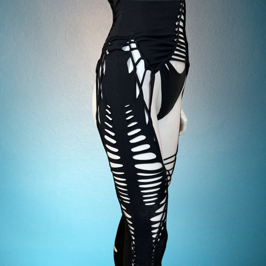 Garter Style Cat Suit * Slit Weave Bodysuit