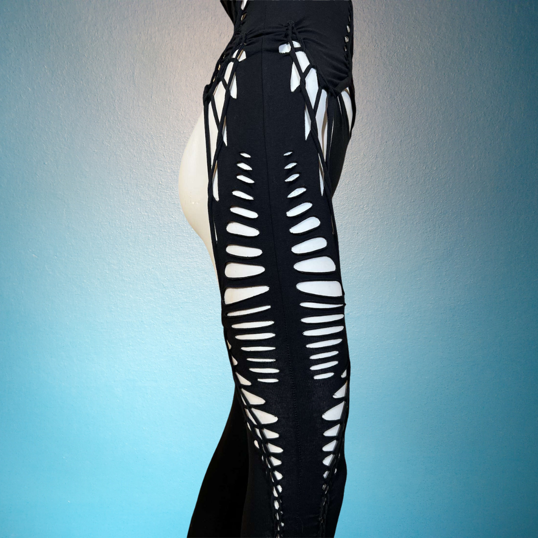 Garter Style Cat Suit * Slit Weave Bodysuit