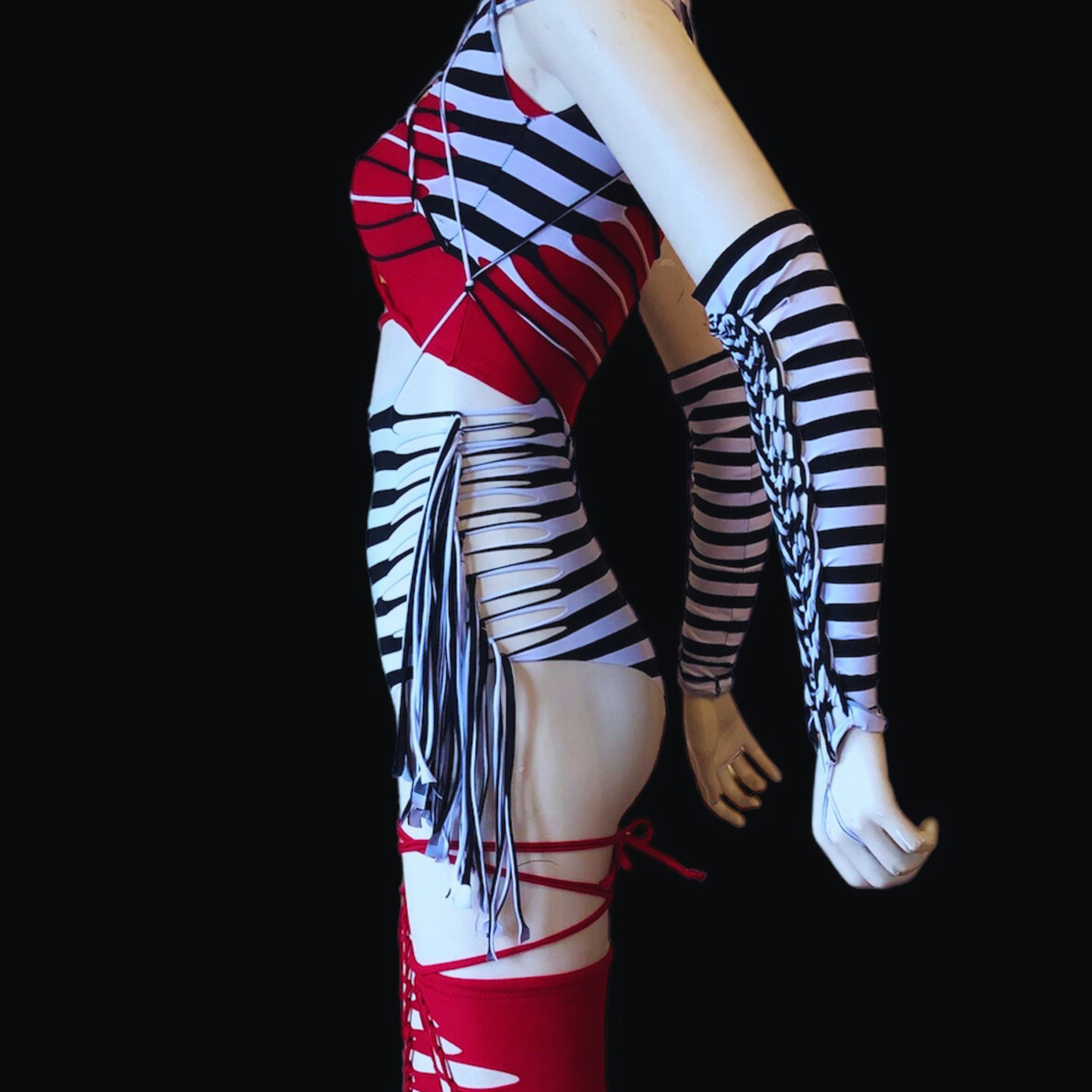 Circus Stripe Spandex Fringe Booty shorts