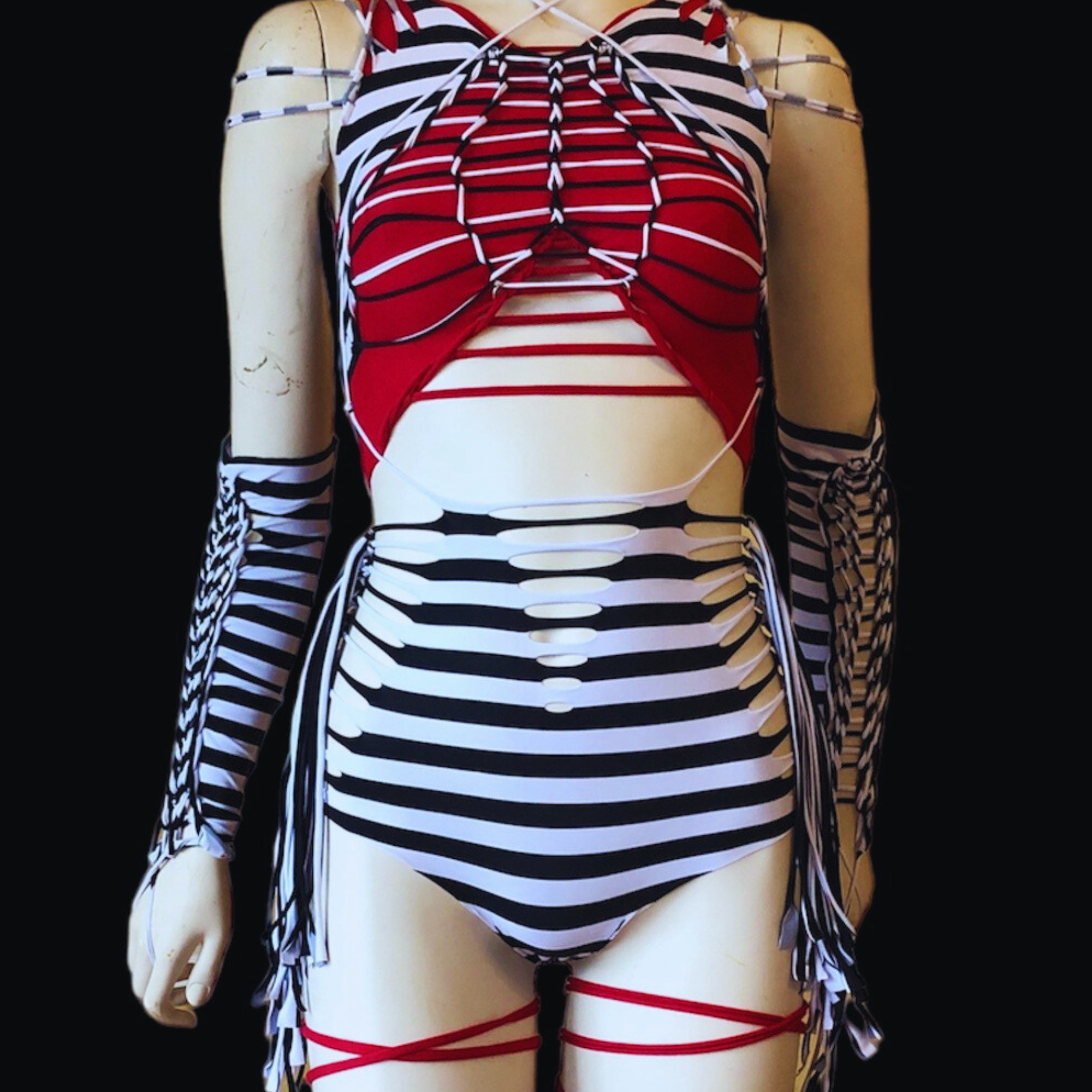 Circus Stripe Spandex Fringe Booty shorts