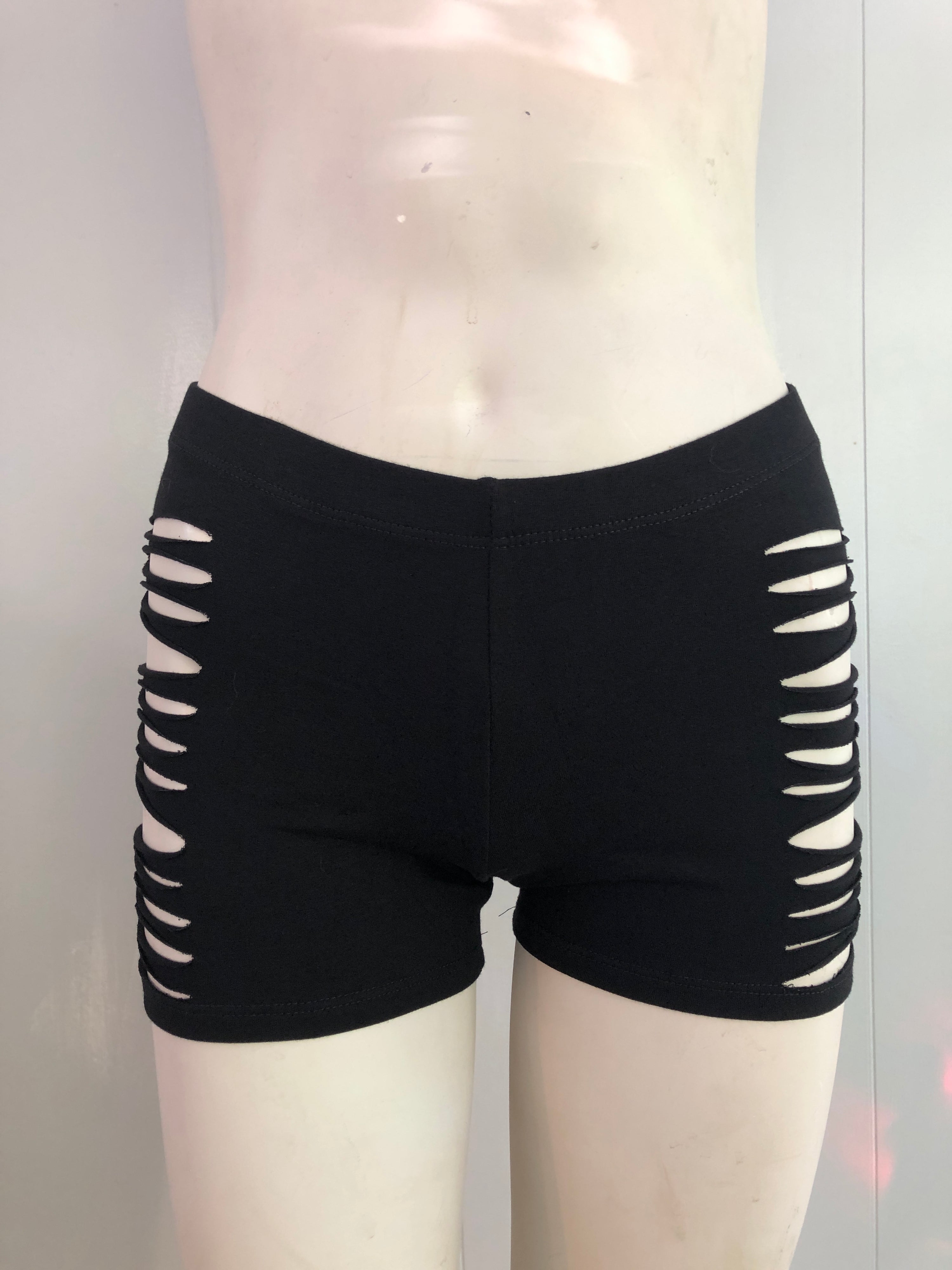 Slit Weave Side Cut Booty Shorts