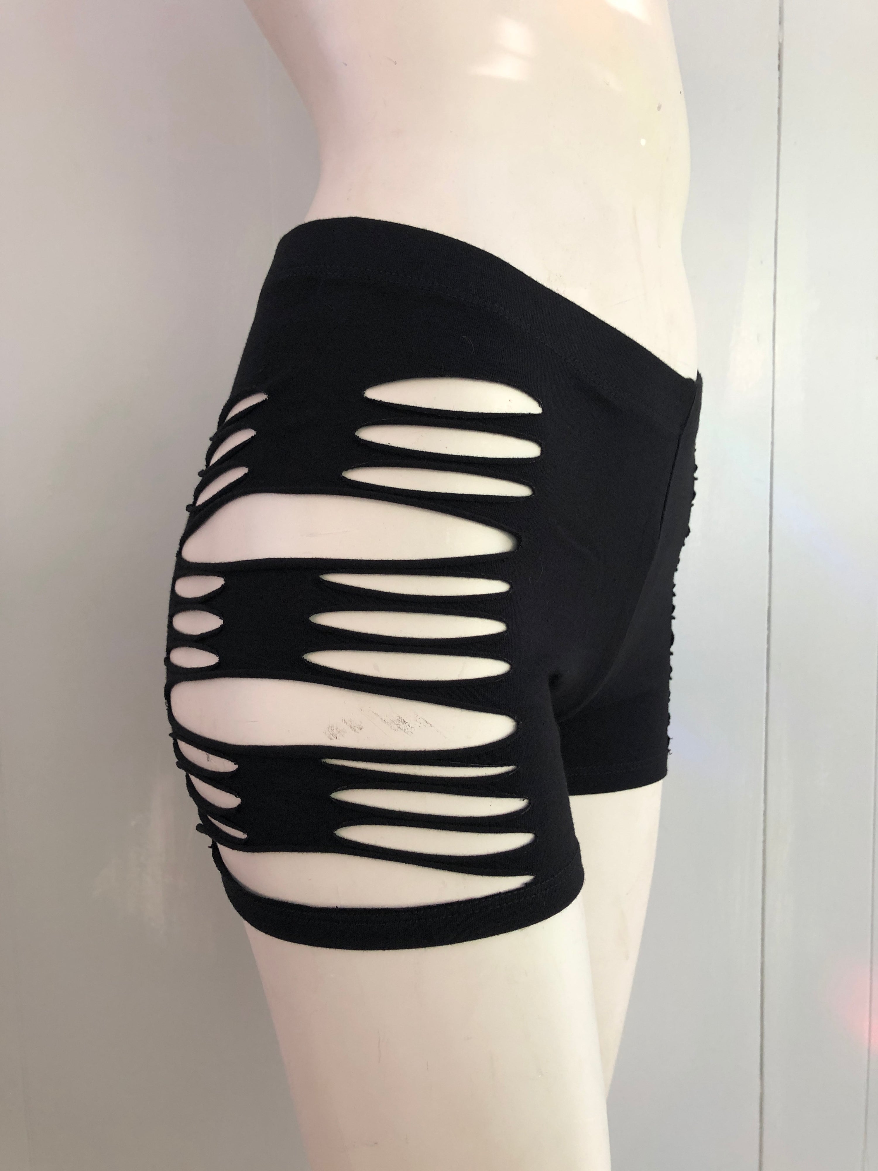 Slit Weave Side Cut Booty Shorts
