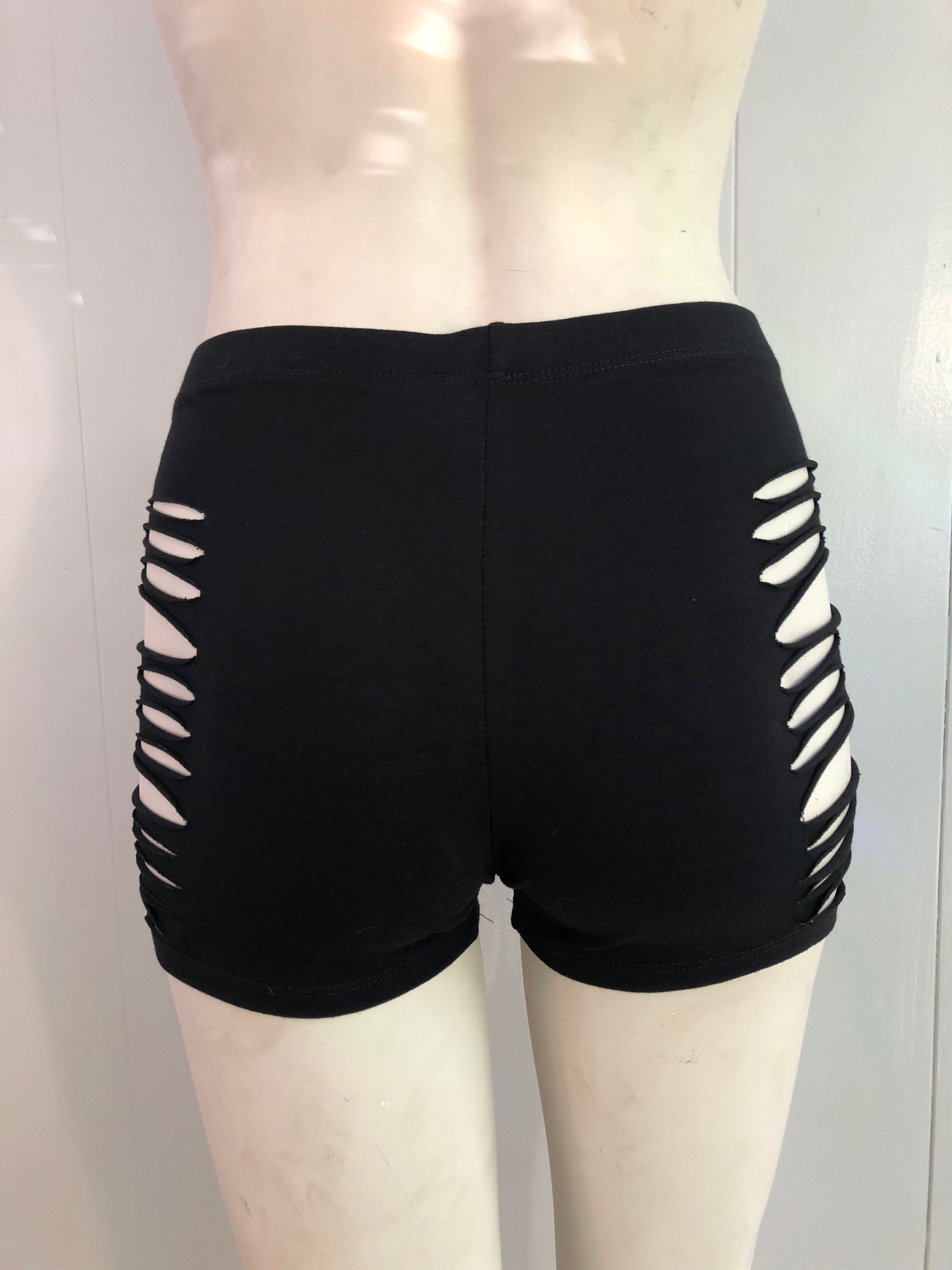 Slit Weave Side Cut Booty Shorts