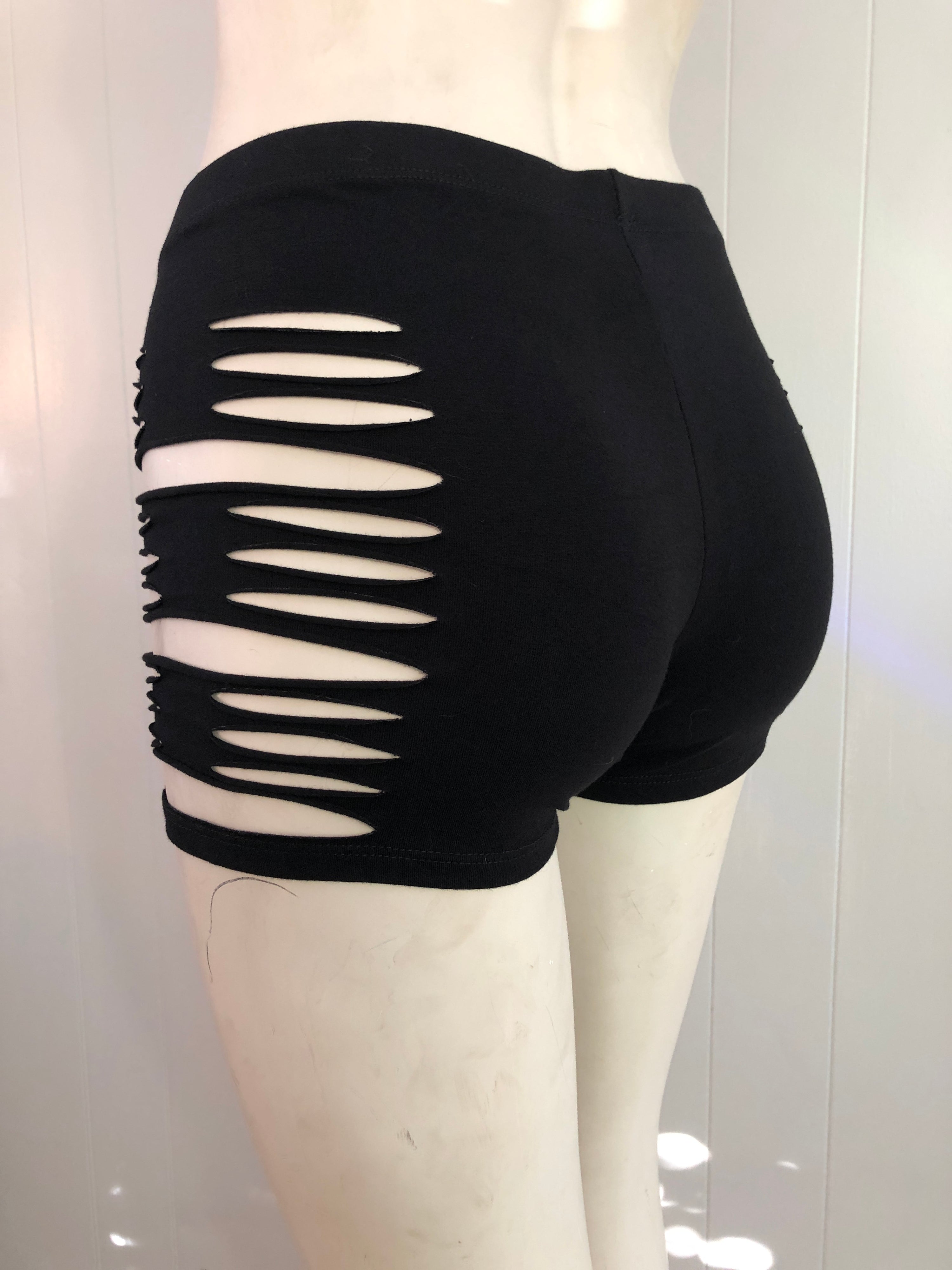 Slit Weave Side Cut Booty Shorts