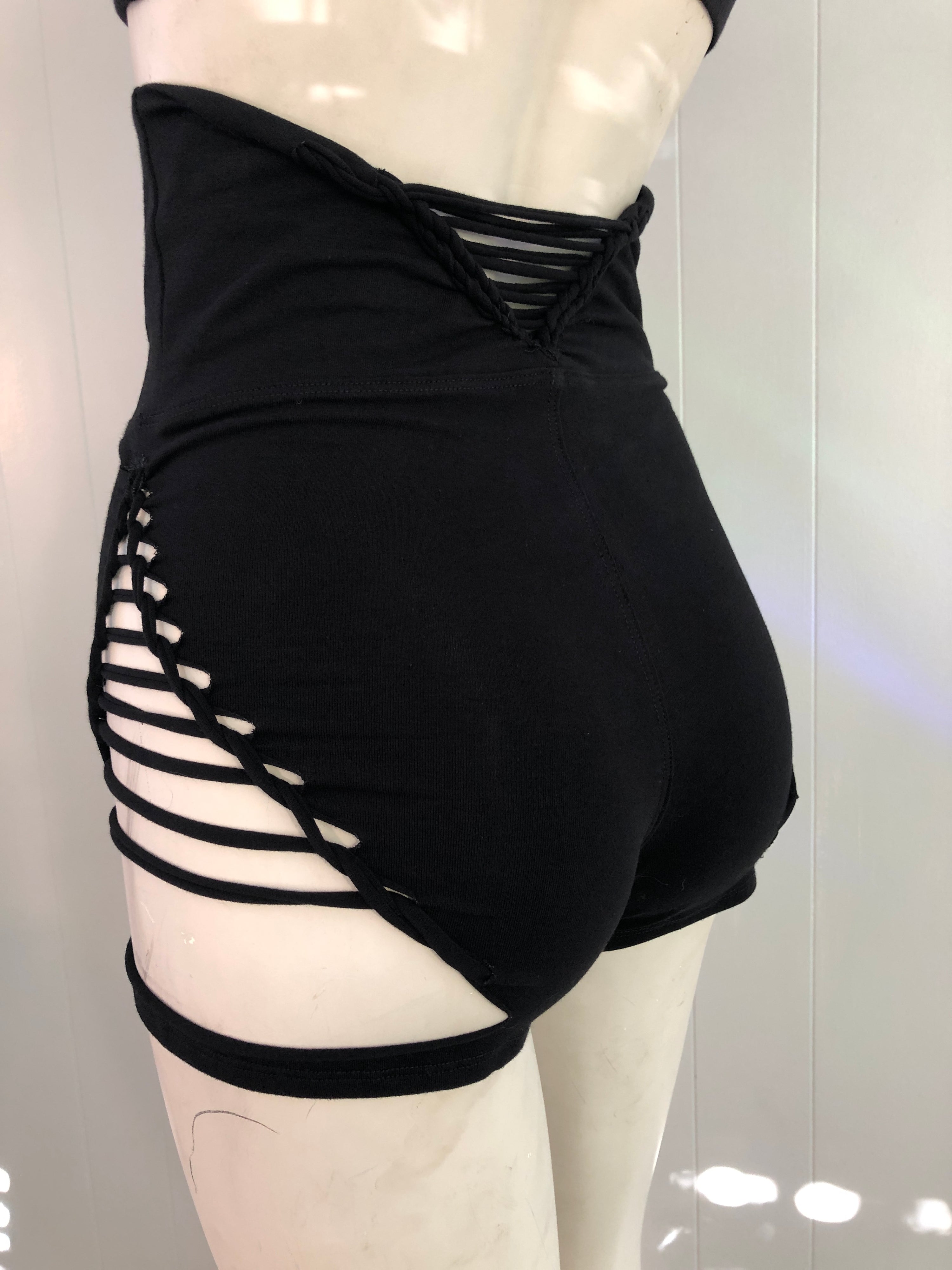 Slit Weave High Waisted Shorts