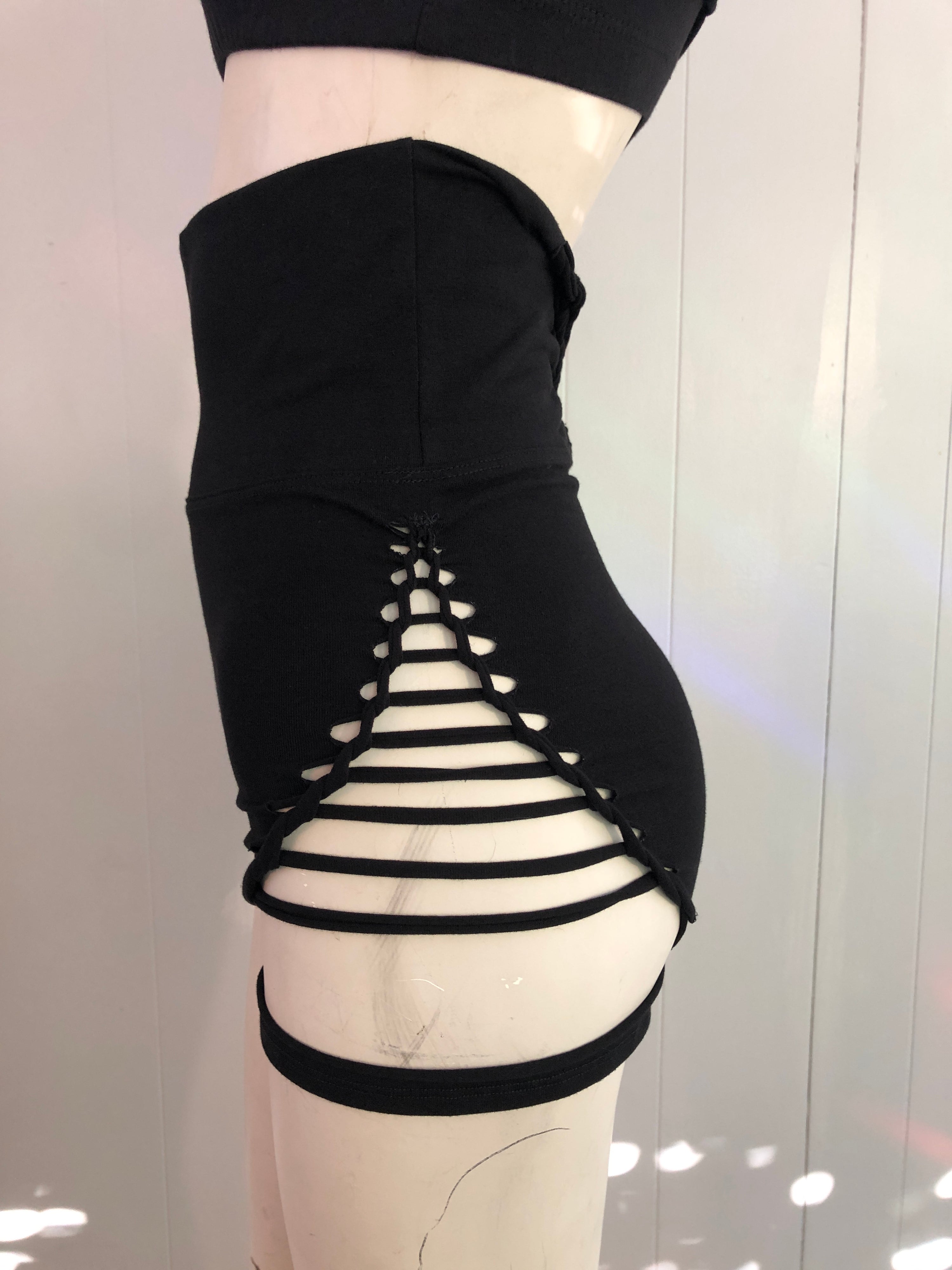 Slit Weave High Waisted Shorts