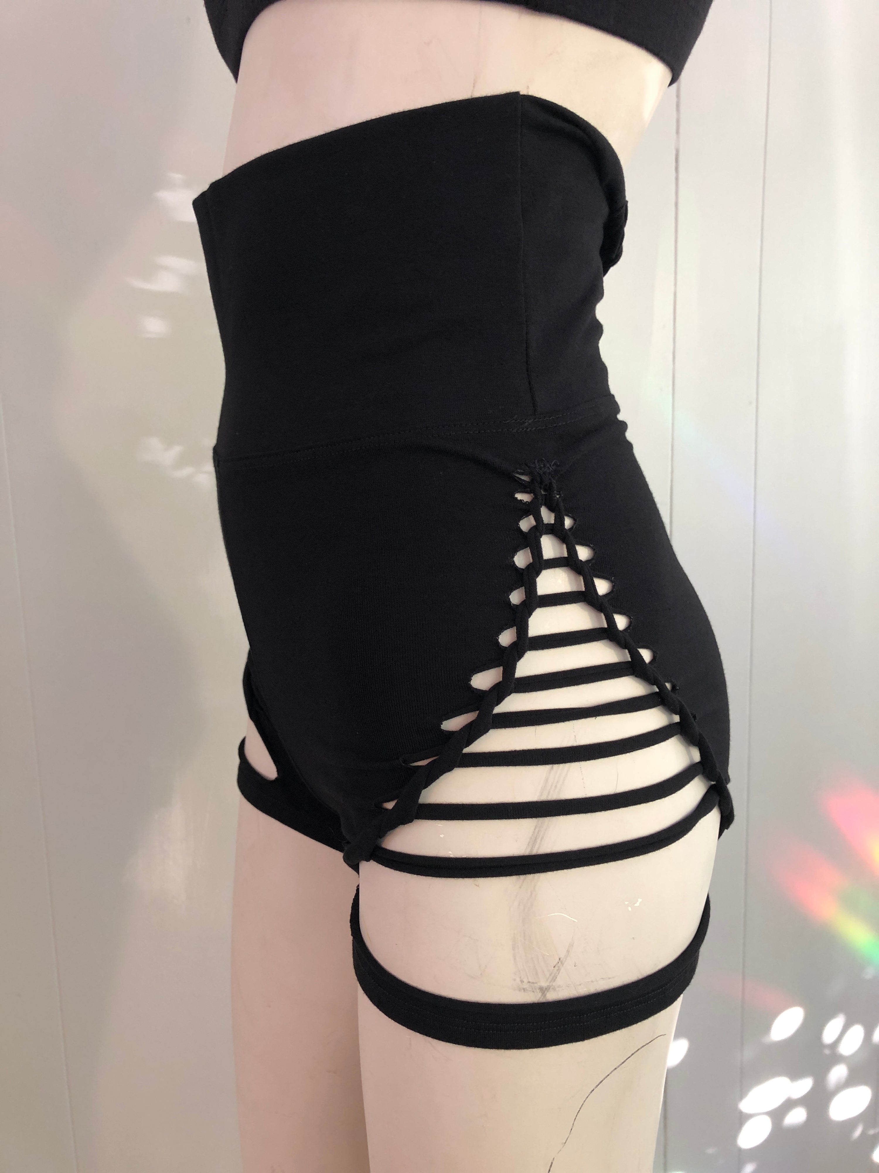 Slit Weave High Waisted Shorts