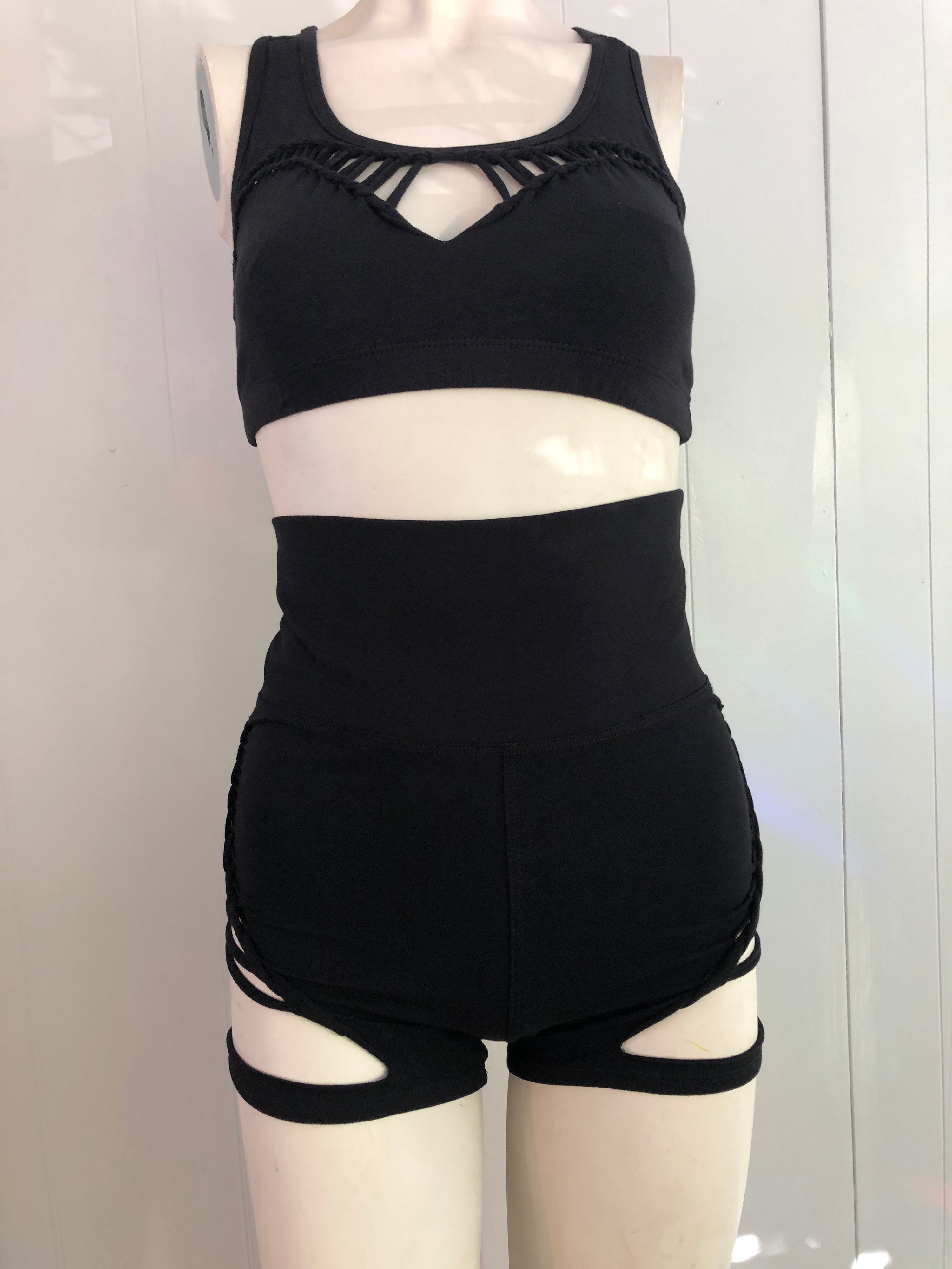 Slit Weave High Waisted Shorts