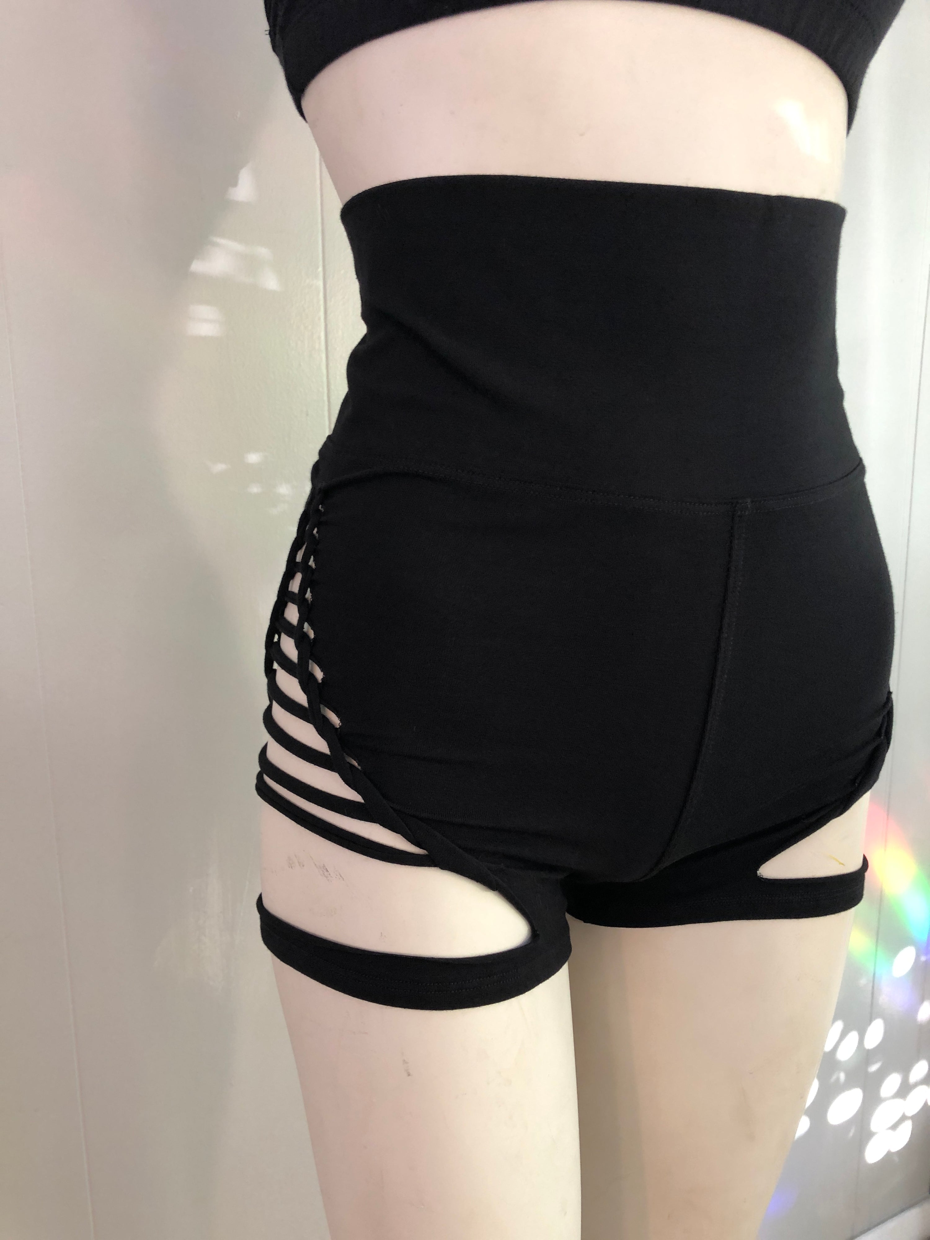 Slit Weave High Waisted Shorts