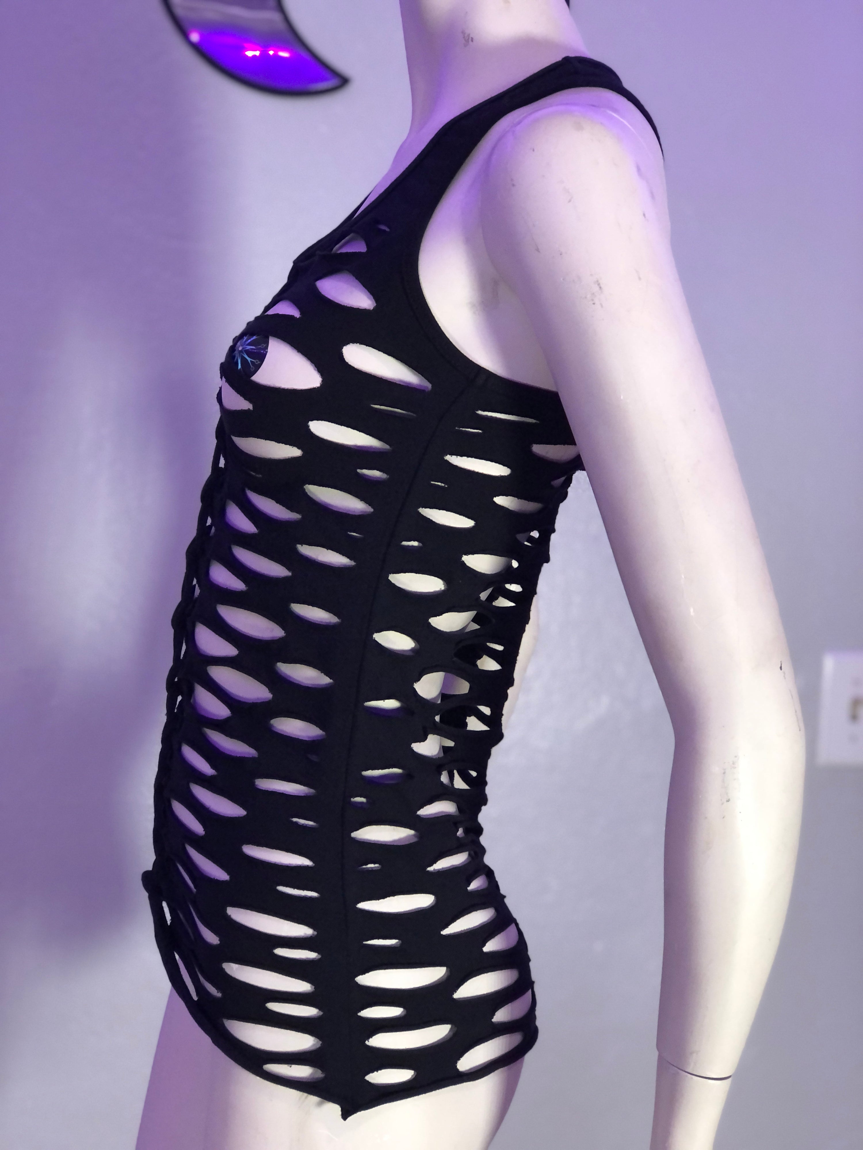 Racerback Slashed Net Tank