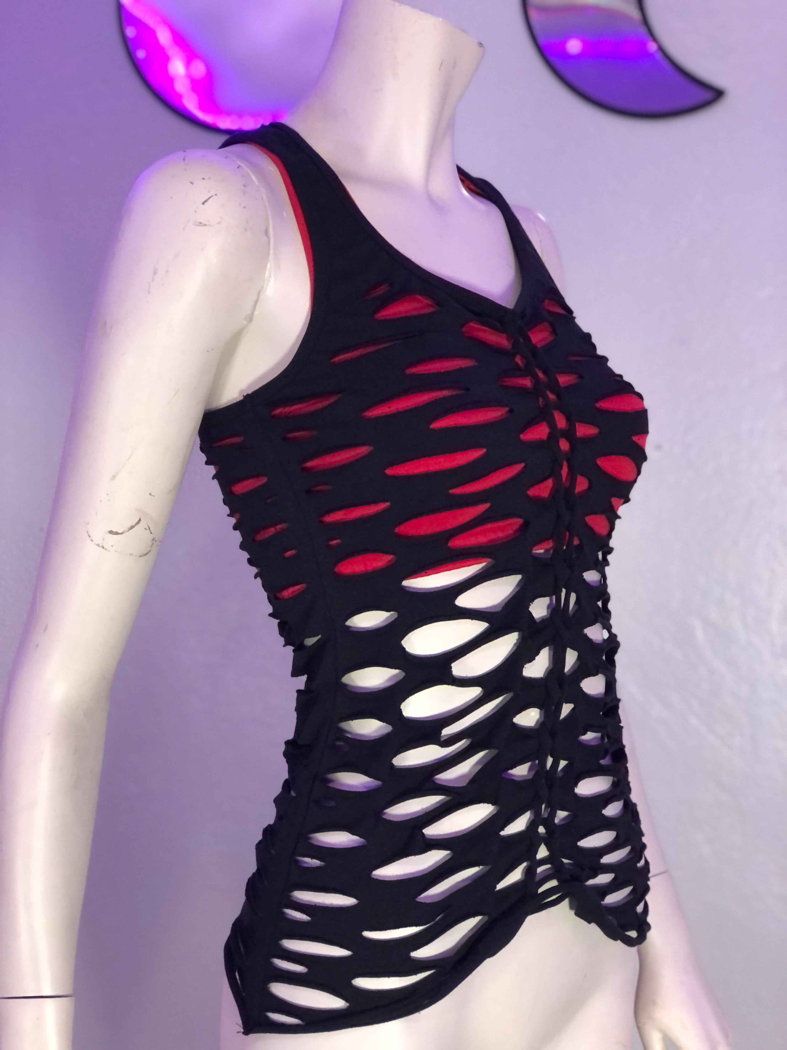 Racerback Slashed Net Tank