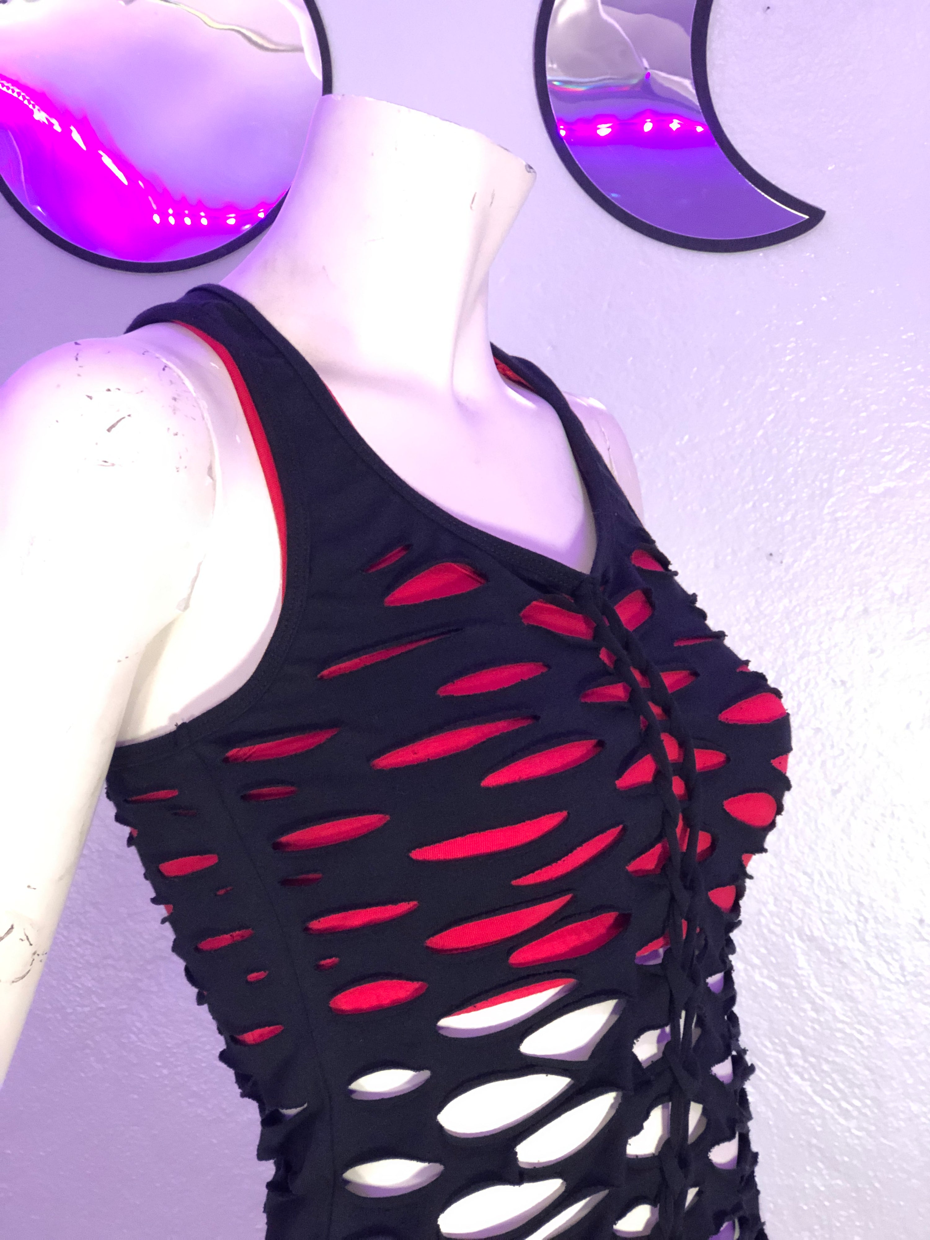 Racerback Slashed Net Tank