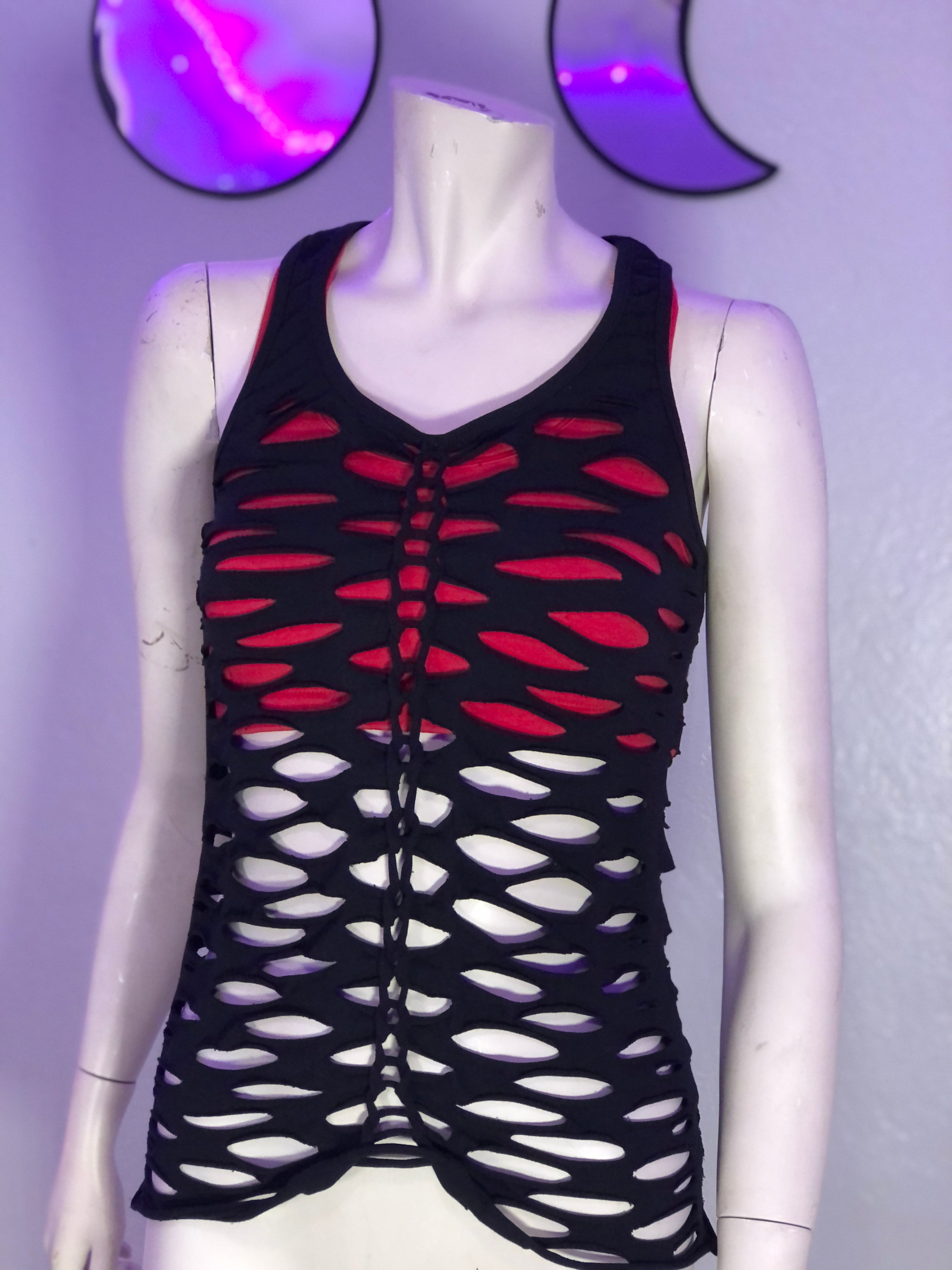 Racerback Slashed Net Tank