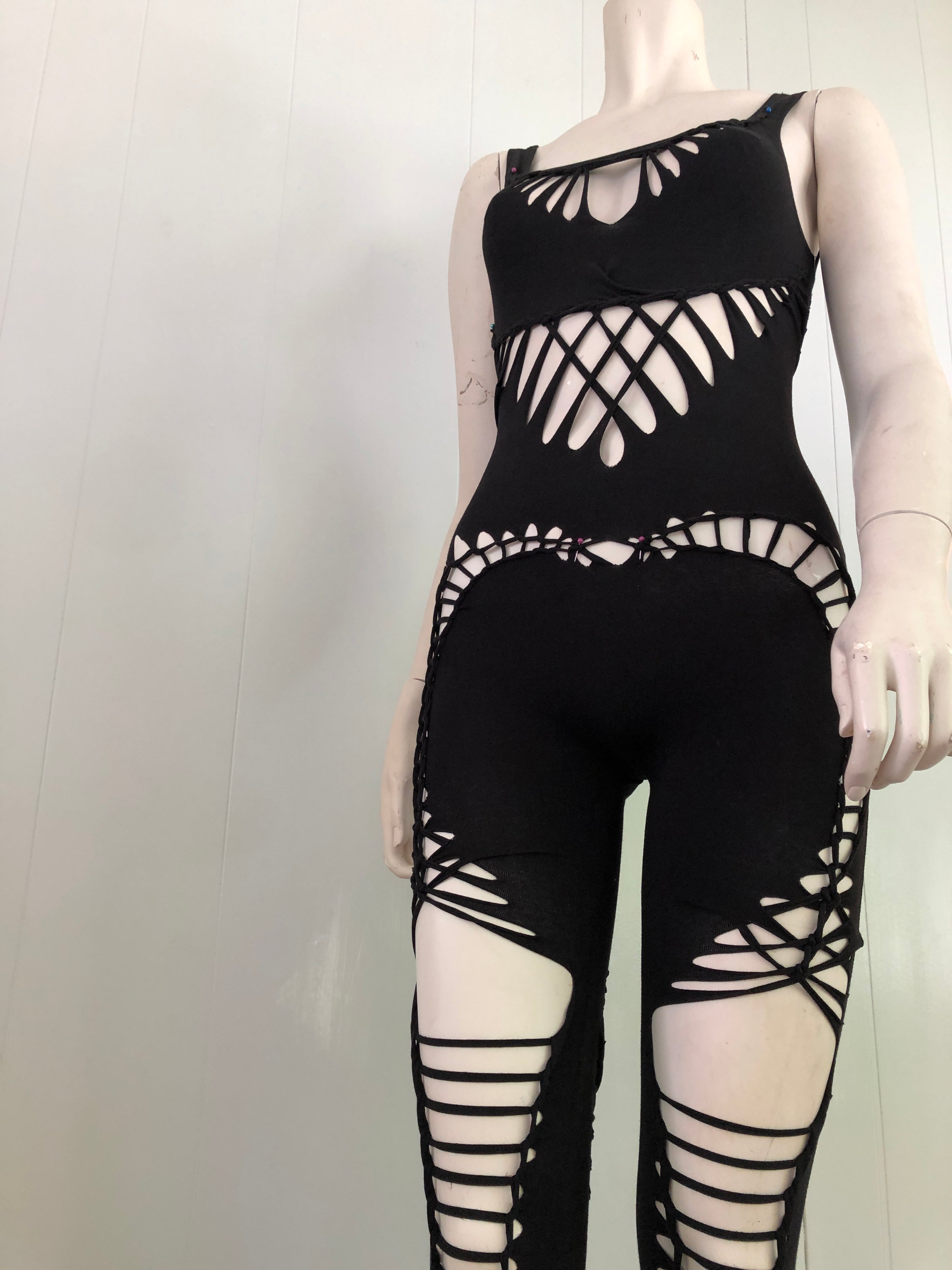 Alli-Cat Suit * Slit Weave Bodysuit