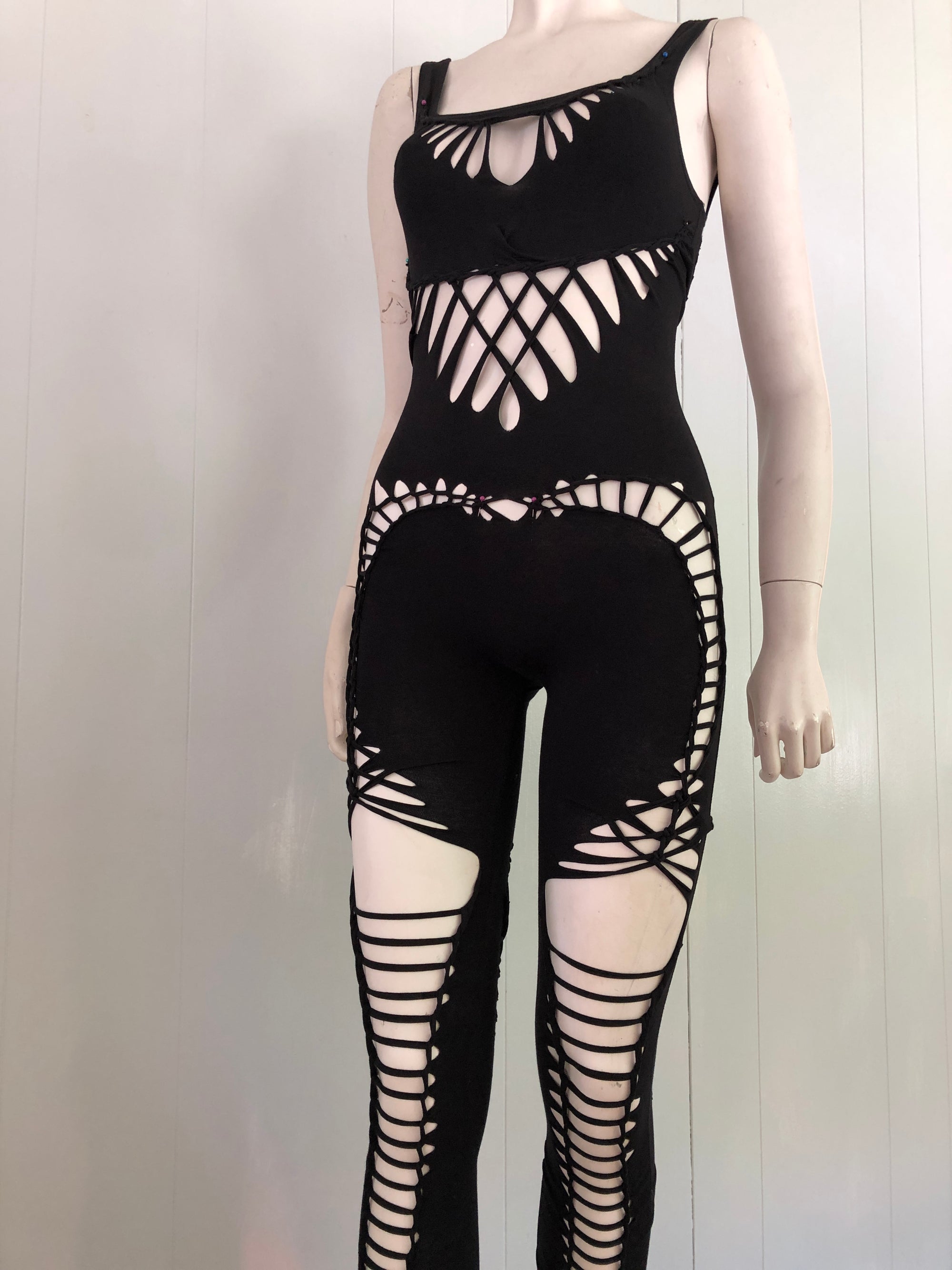Alli-Cat Suit * Slit Weave Bodysuit
