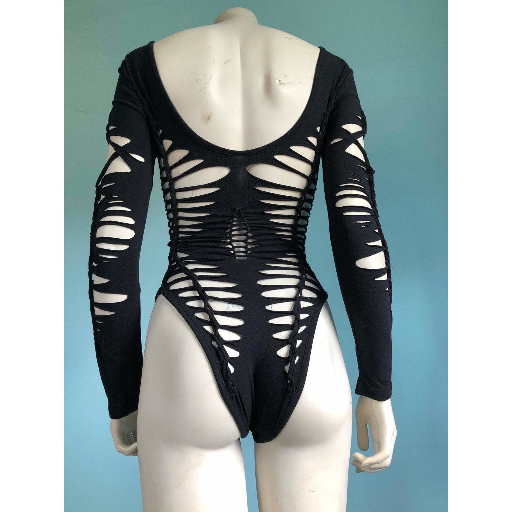 The Inferno Bodysuit – Slit Weave Woven Cutout Festival Leotard for Raves & Fire Dancers
