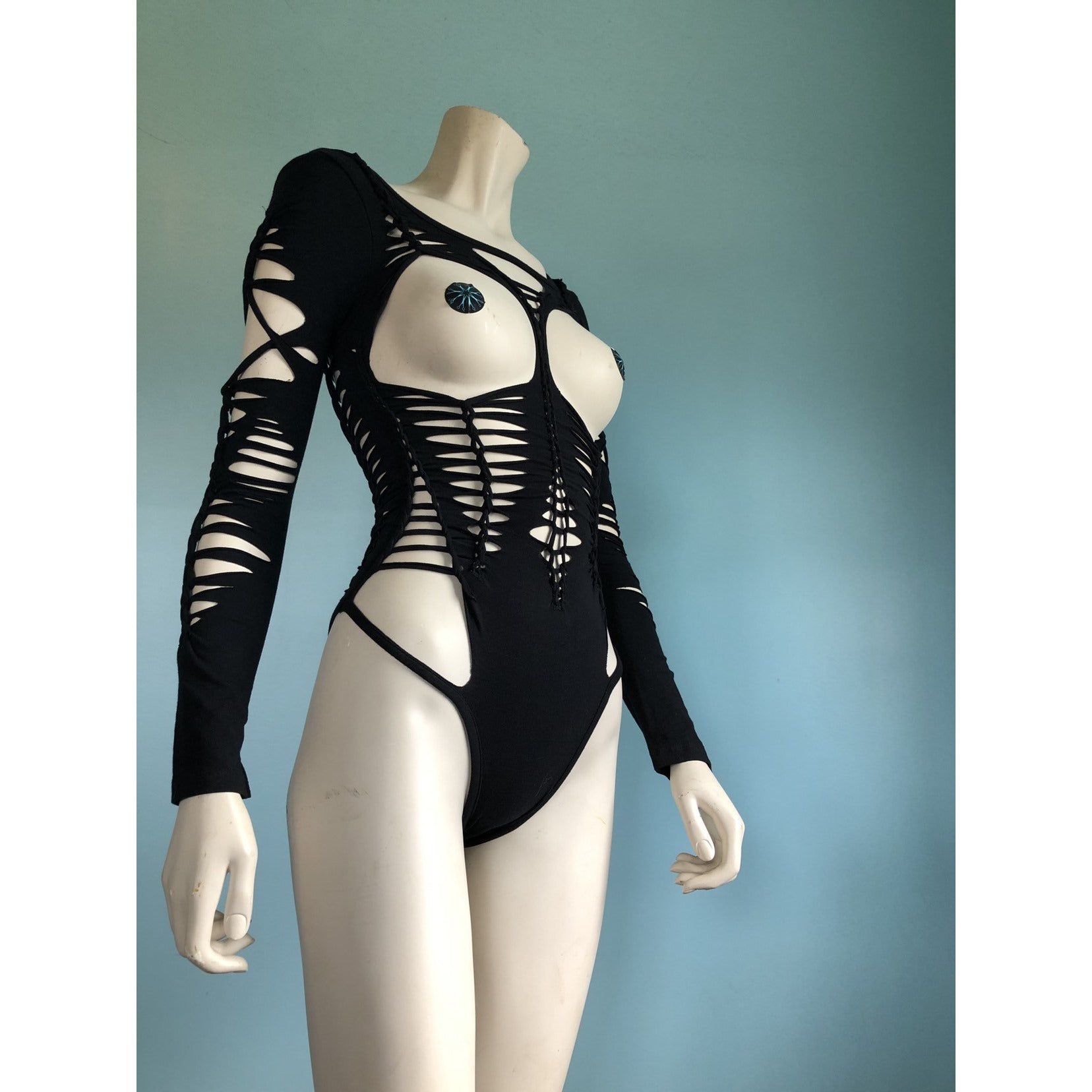 The Inferno Bodysuit – Slit Weave Woven Cutout Festival Leotard for Raves & Fire Dancers