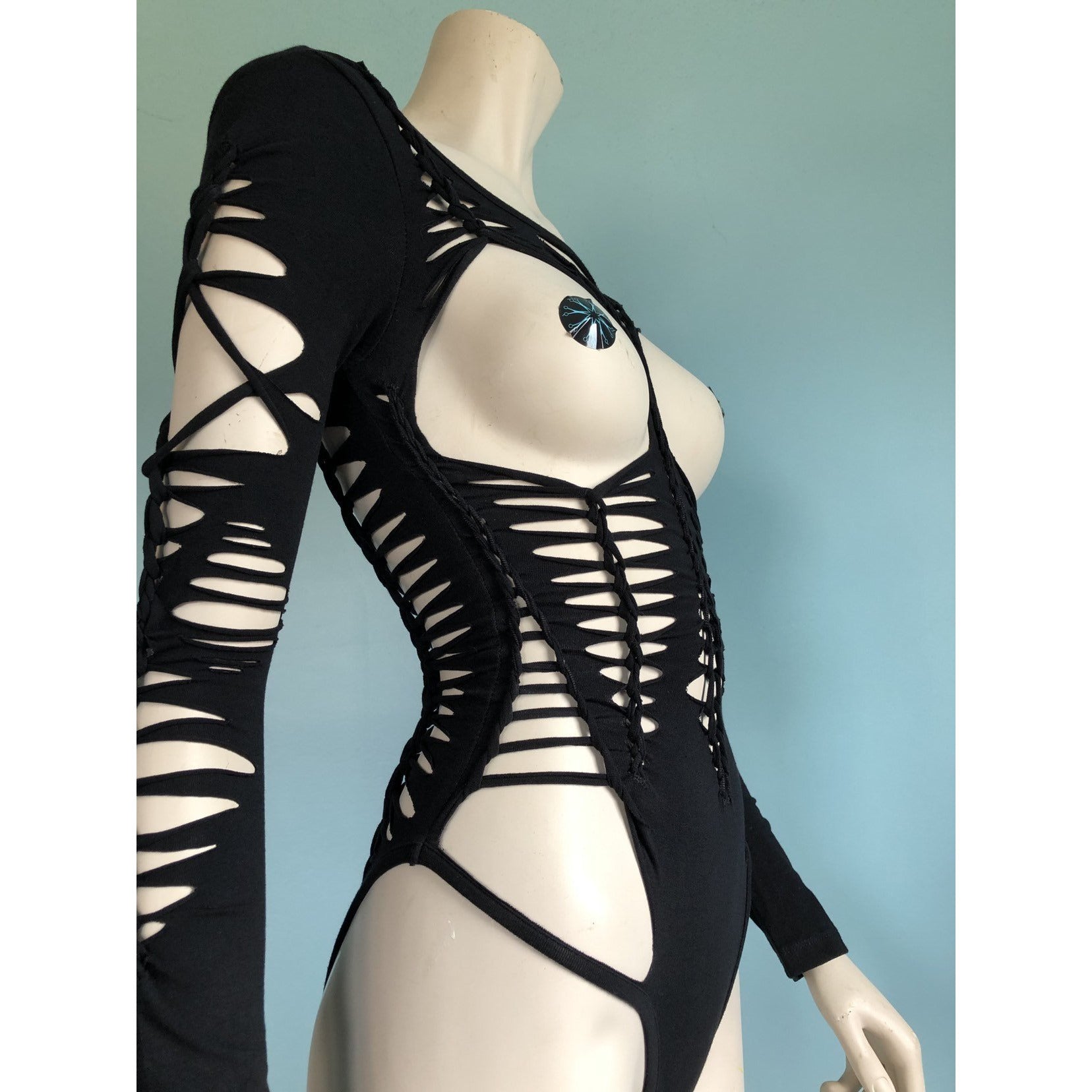 The Inferno Bodysuit – Slit Weave Woven Cutout Festival Leotard for Raves & Fire Dancers