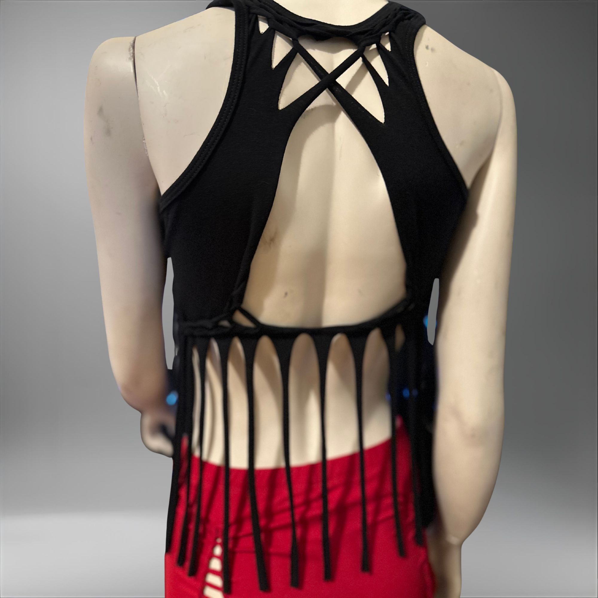 NEW Slit Weave Twist & Flow Tank – Cotton Fringe Crop Top, Racerback Festival Rave Summer Top for Women