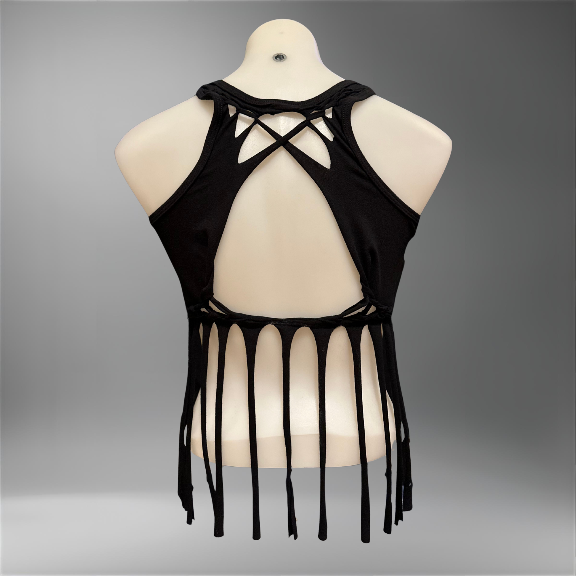 NEW Slit Weave Twist & Flow Tank – Cotton Fringe Crop Top, Racerback Festival Rave Summer Top for Women