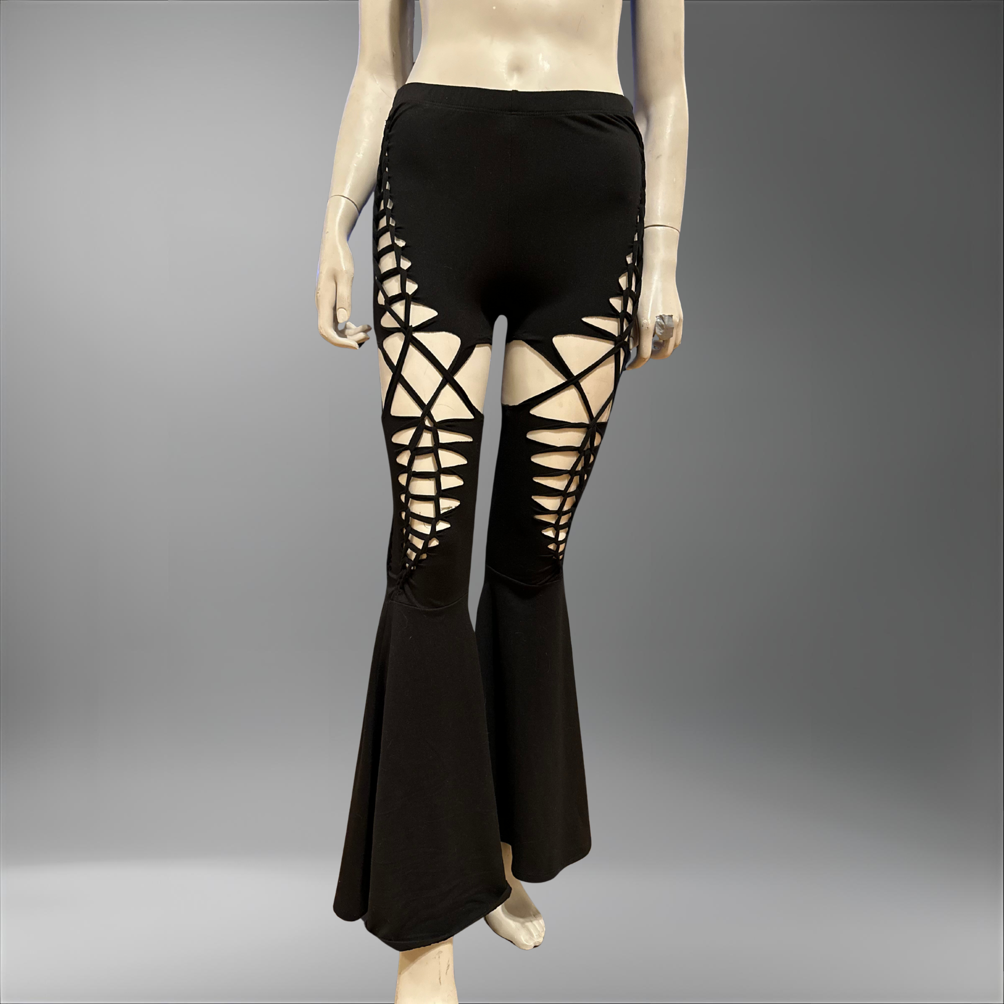 NEW Interlaced Duality Slit Weave Flared Leggings | Handmade Slit Weave Rave Pants