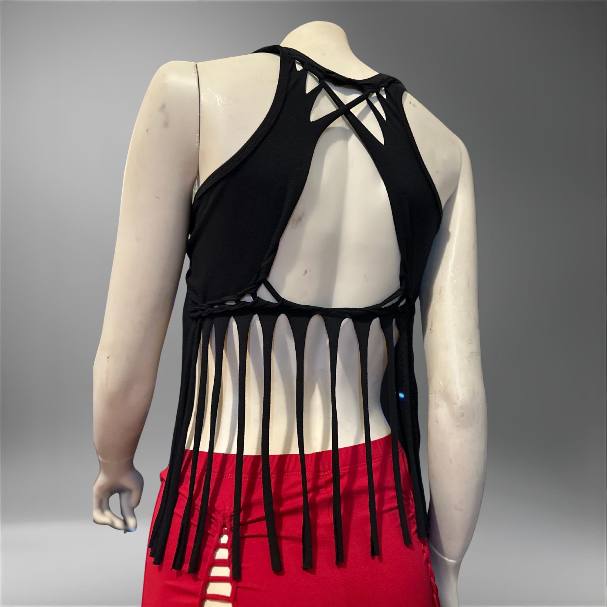 NEW Slit Weave Twist & Flow Tank – Cotton Fringe Crop Top, Racerback Festival Rave Summer Top for Women