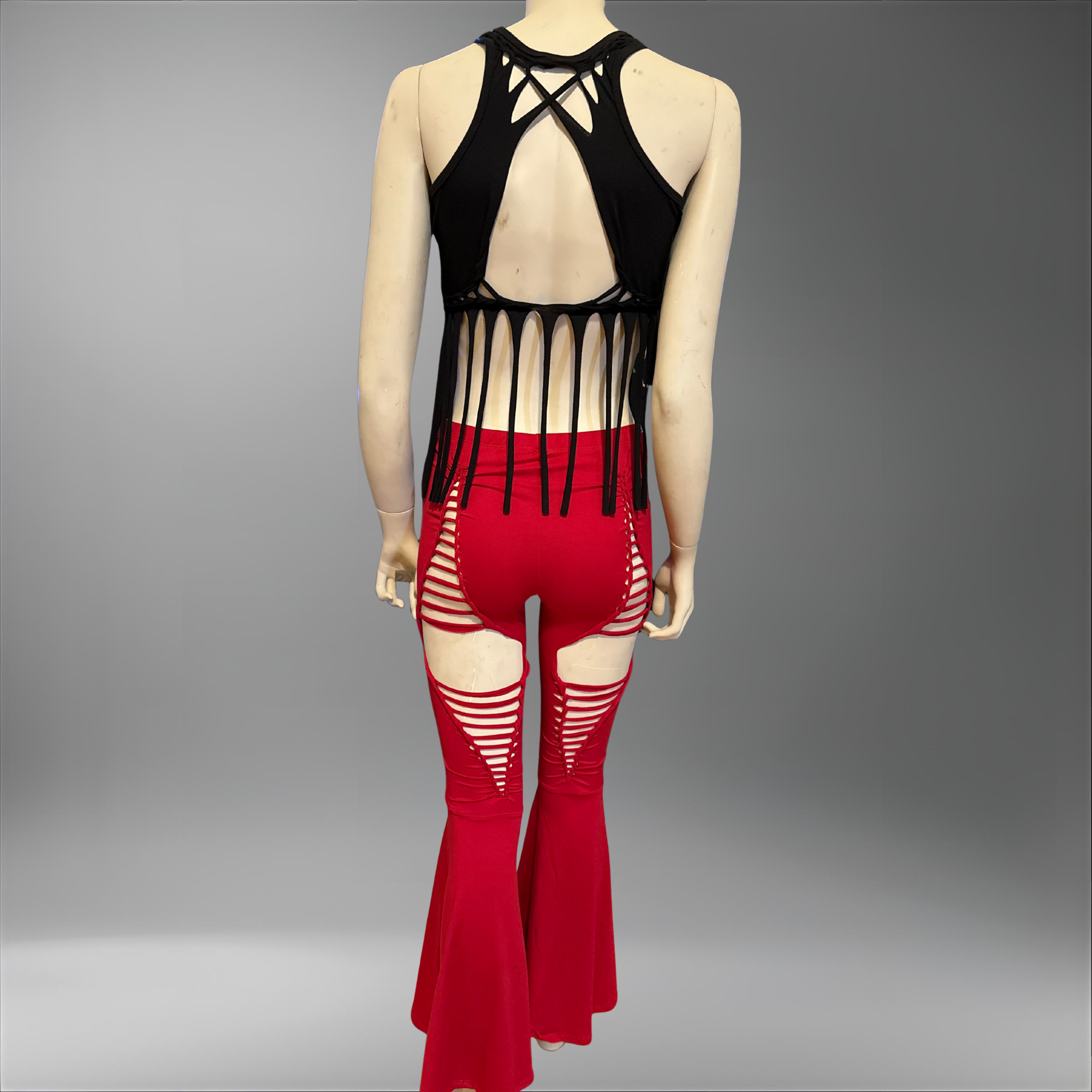 NEW Slit Weave Twist & Flow Tank – Cotton Fringe Crop Top, Racerback Festival Rave Summer Top for Women