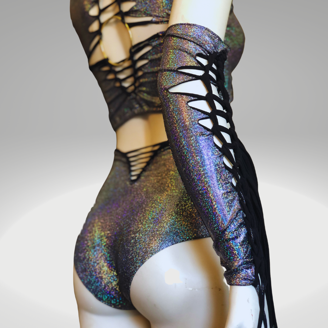 FULL SET Holographic shorts, sleeves, and top