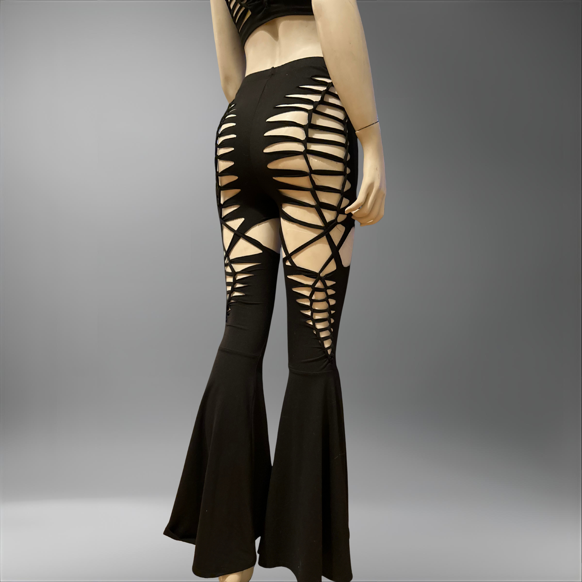 NEW Interlaced Duality Slit Weave Flared Leggings | Handmade Slit Weave Rave Pants
