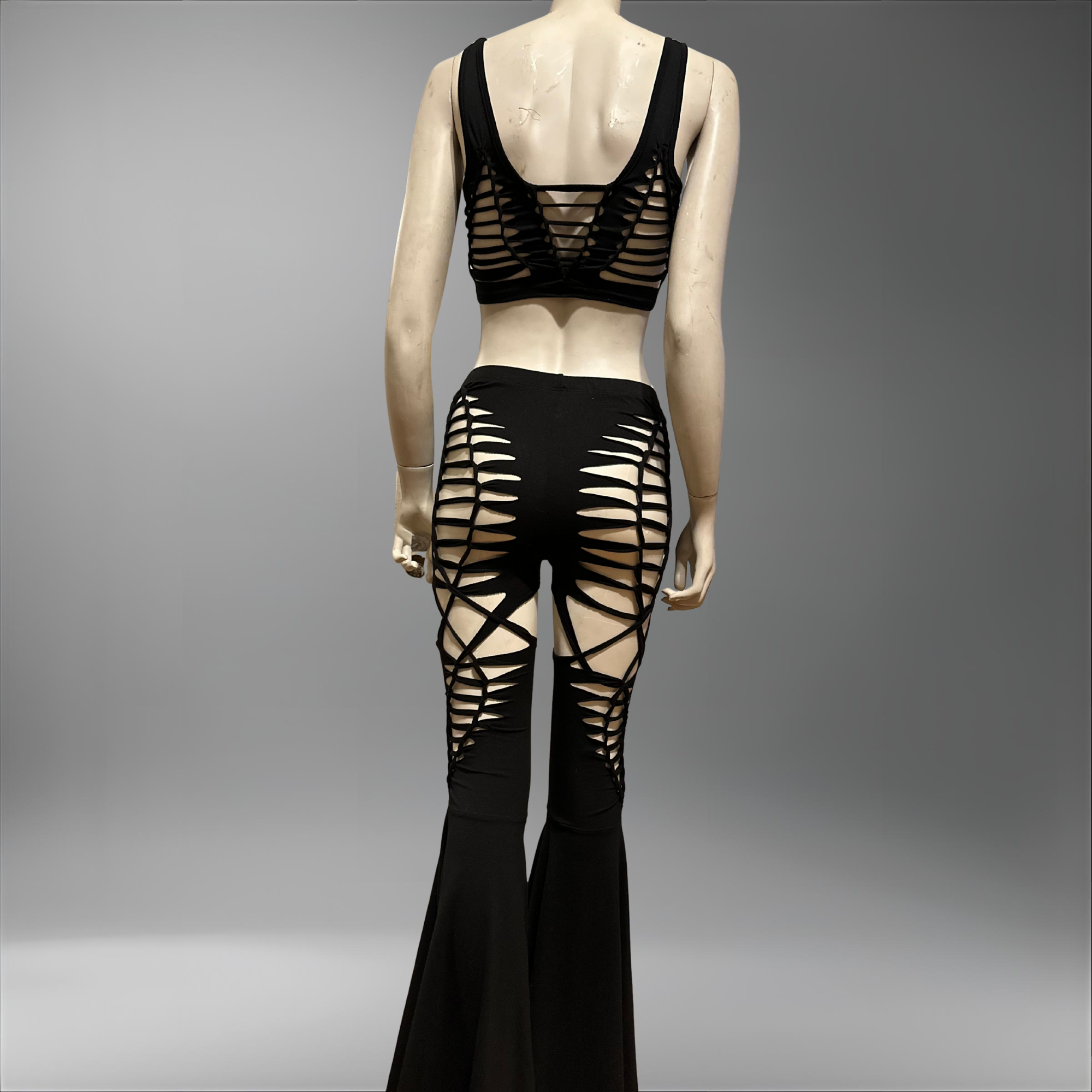 NEW Interlaced Duality Slit Weave Flared Leggings | Handmade Slit Weave Rave Pants