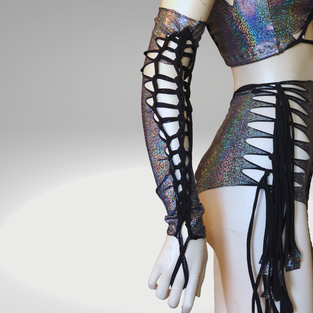 FULL SET Holographic shorts, sleeves, and top