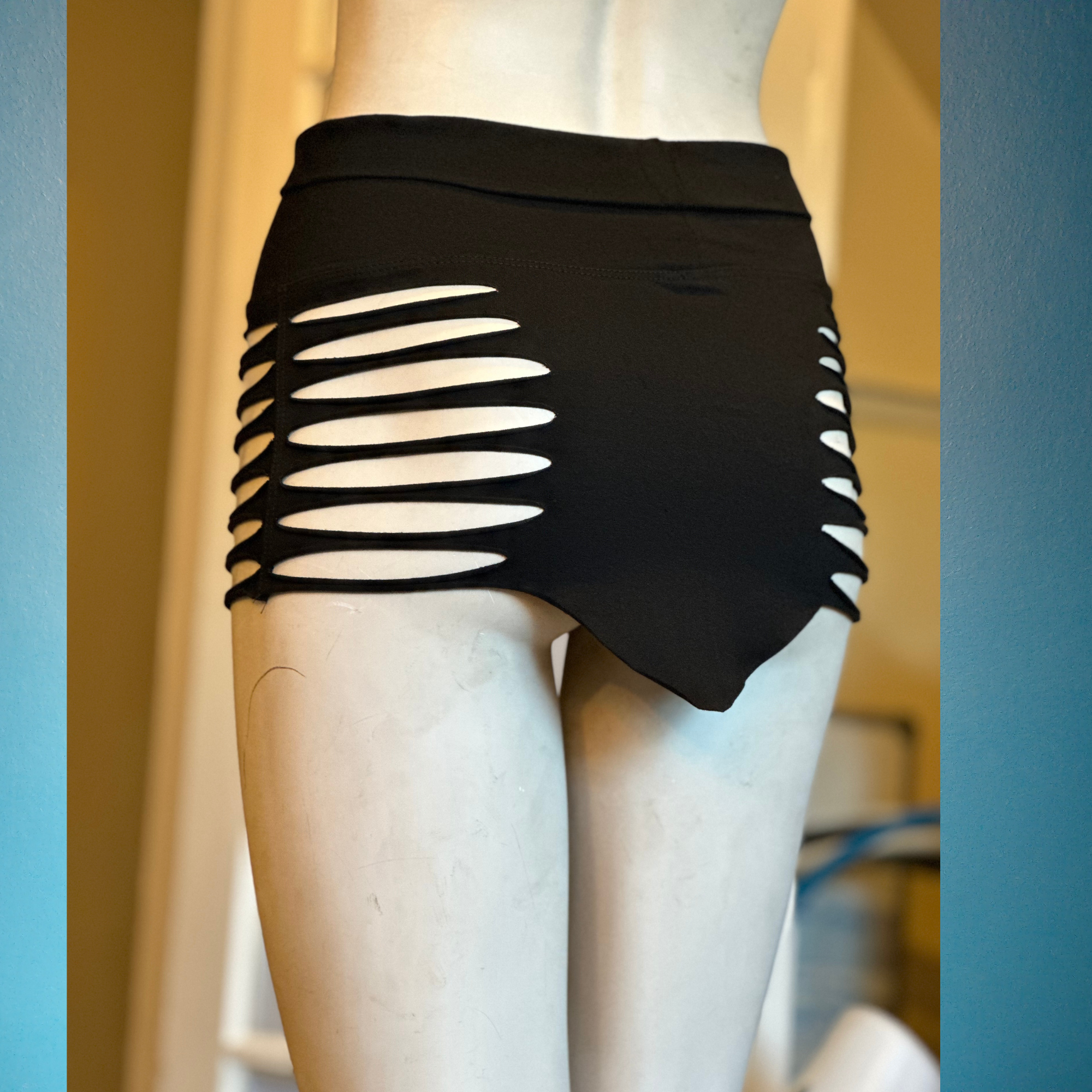 Double Slit Panel Mini Skirt - Short Skirt