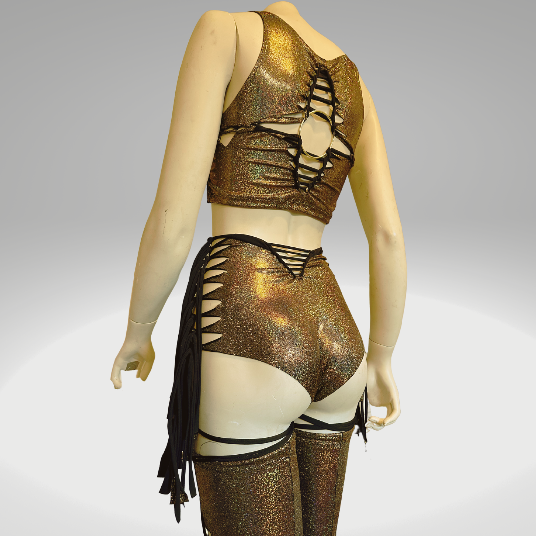 Thigh High Holographic Slit Weave Leg Warmers