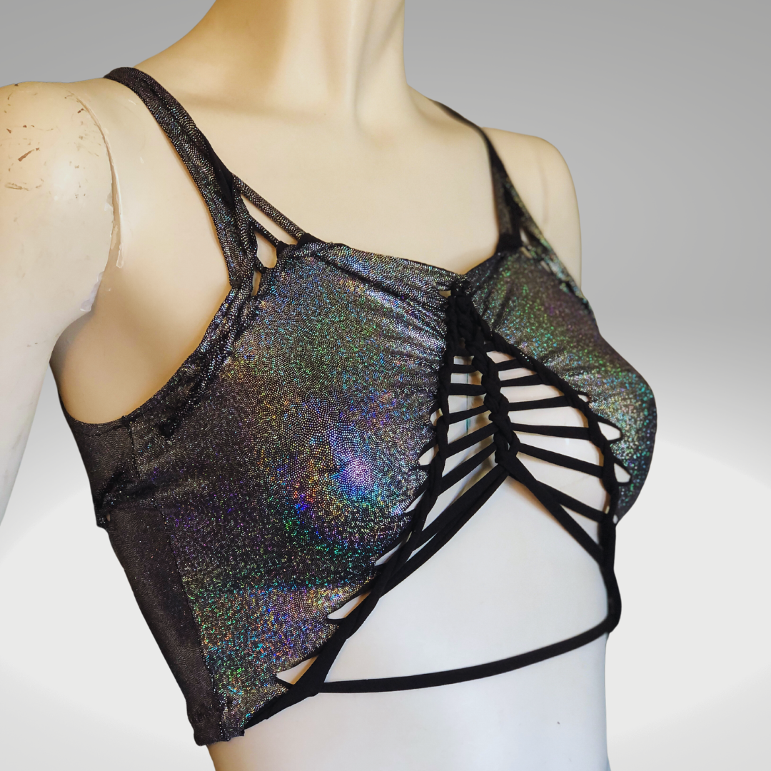 Holographic bra top cheap