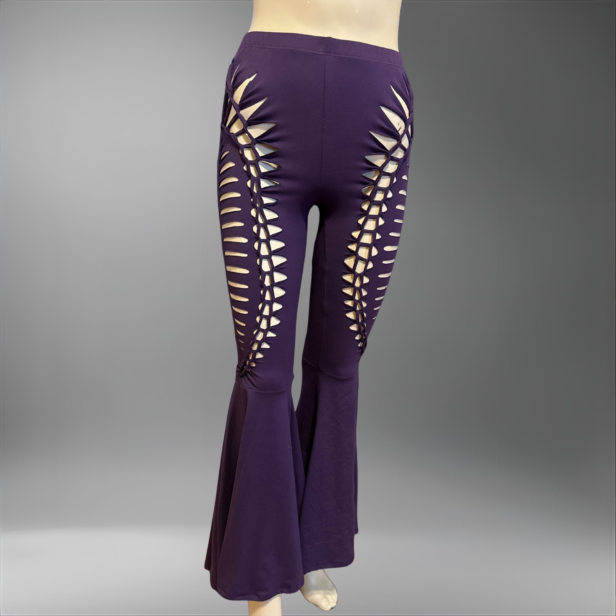 NEW Feathered Wing Slit Weave Flared Leggings | Handmade Festival Pants