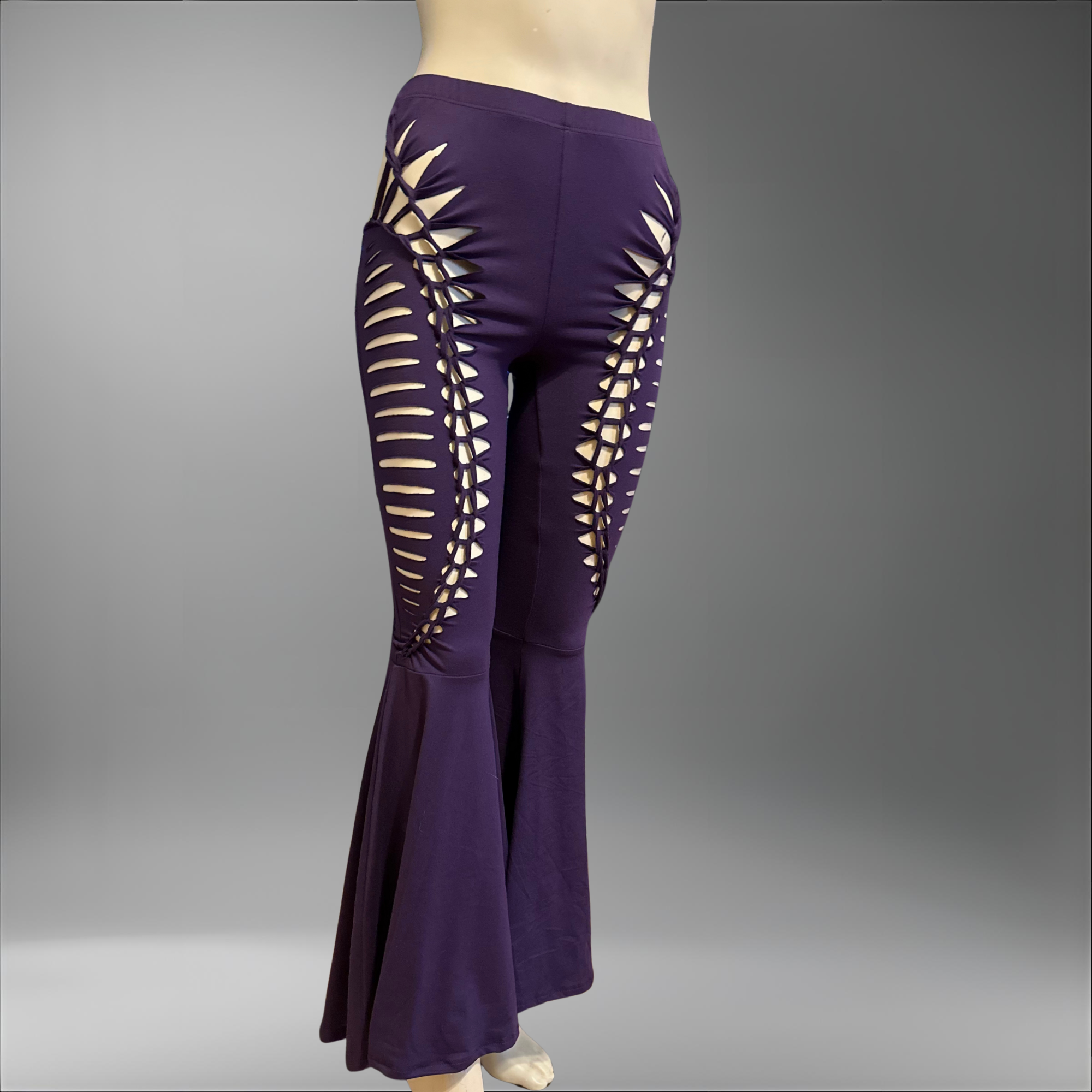 NEW Feathered Wing Slit Weave Flared Leggings | Handmade Festival Pants