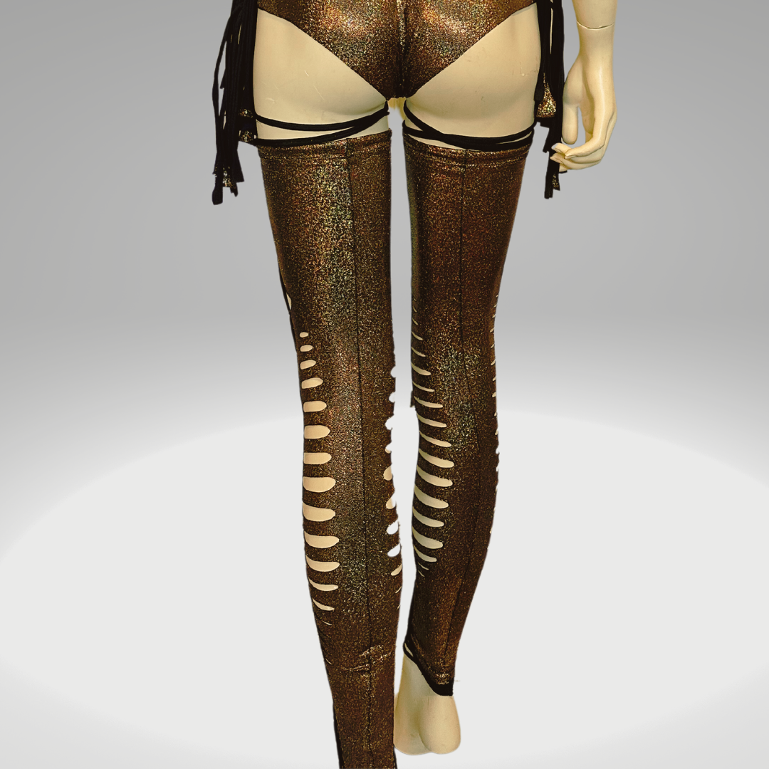 Thigh High Holographic Slit Weave Leg Warmers