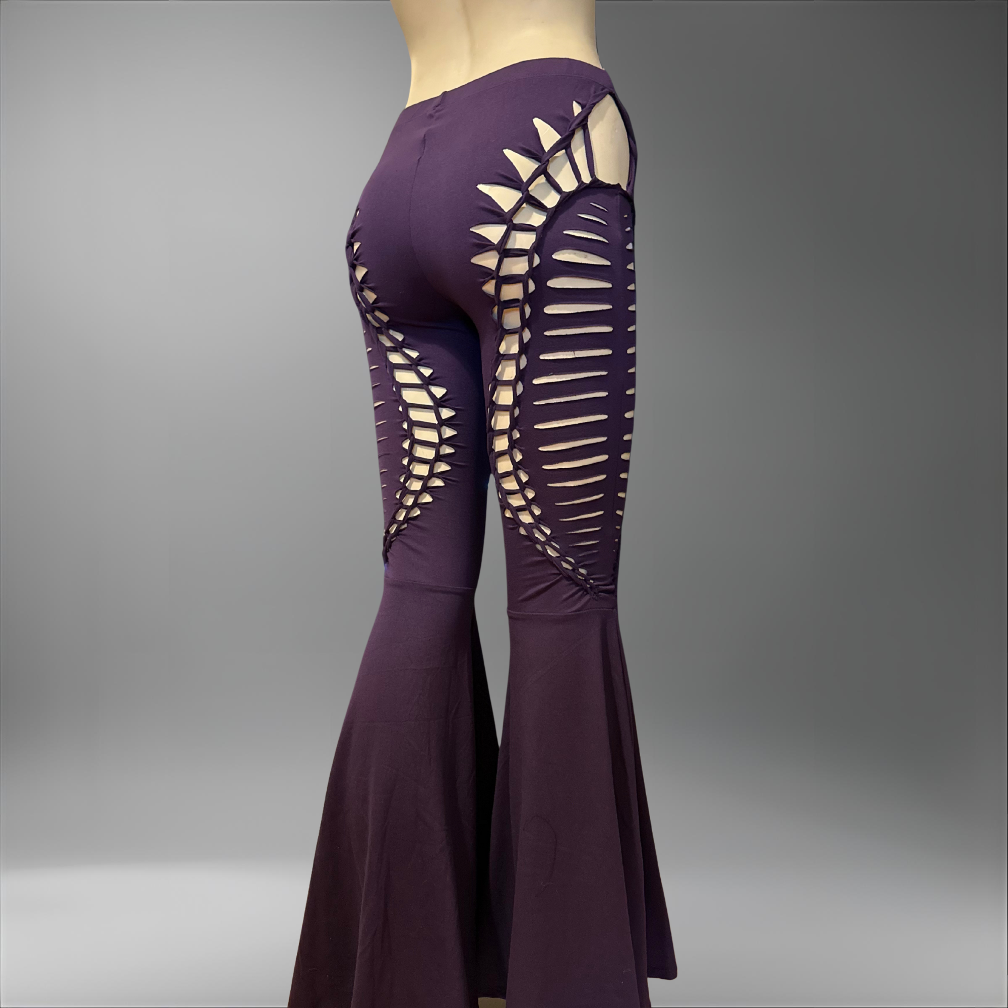 NEW Feathered Wing Slit Weave Flared Leggings | Handmade Festival Pants