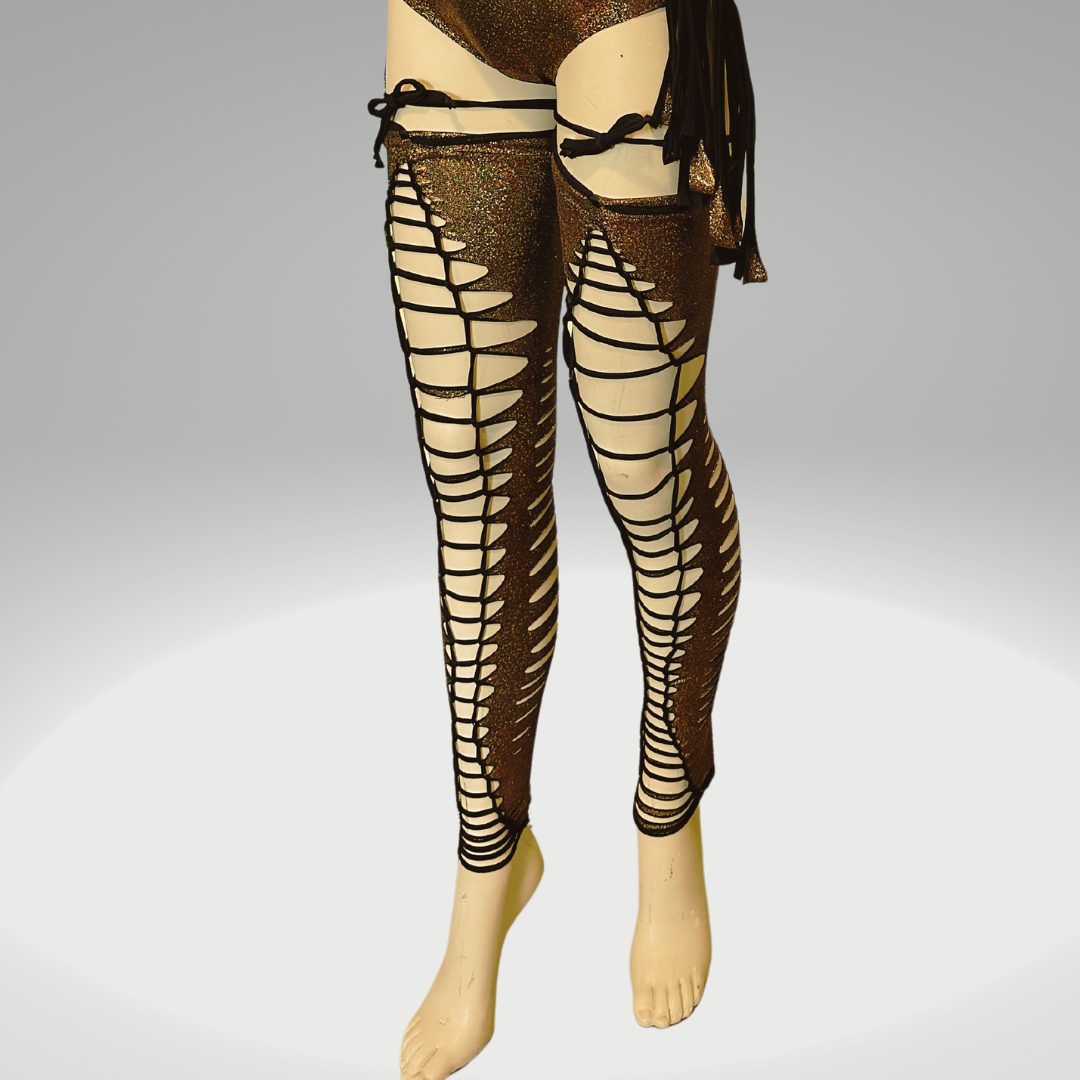 Thigh High Holographic Slit Weave Leg Warmers