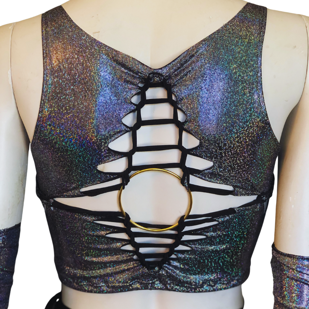 FULL SET Holographic shorts, sleeves, and top