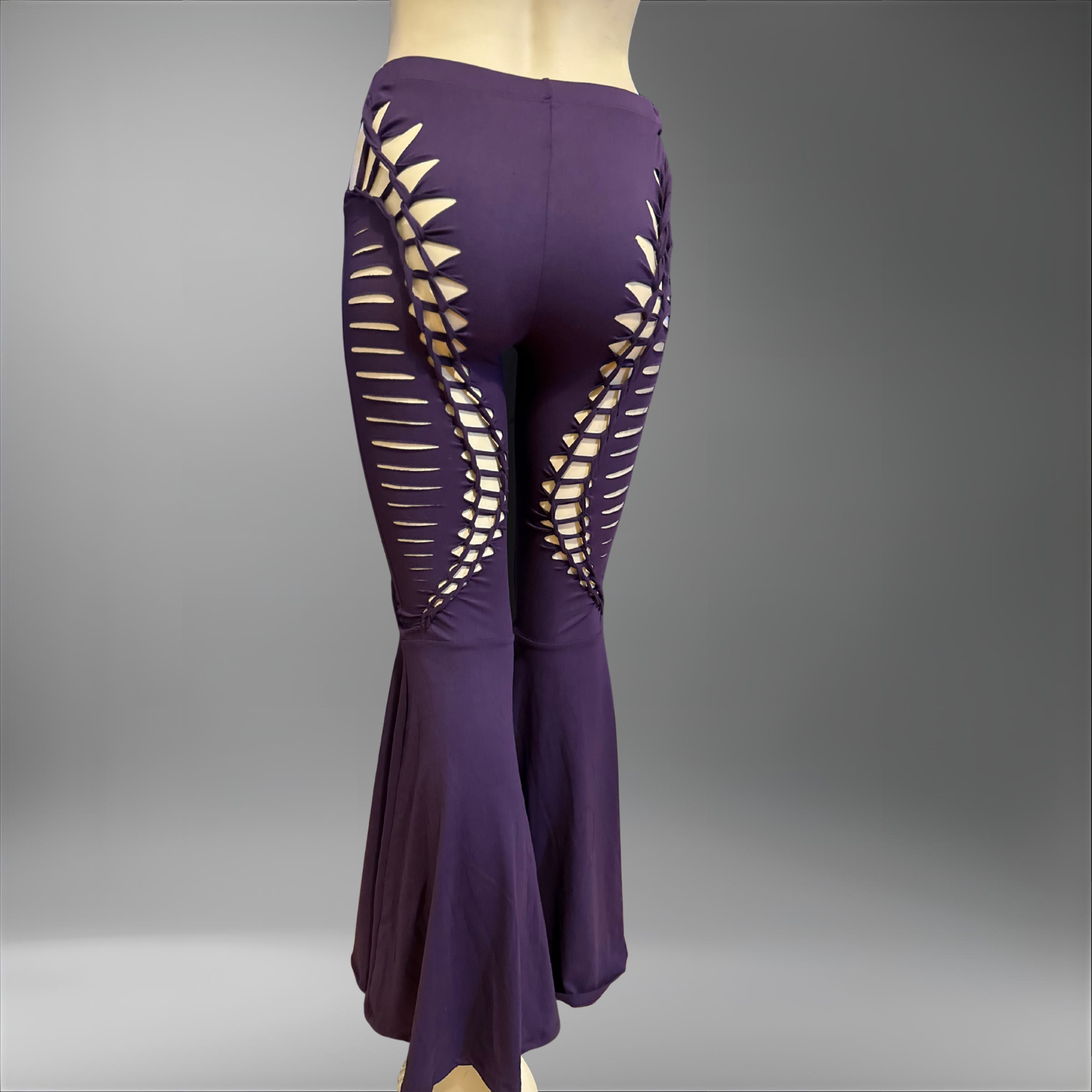 NEW Feathered Wing Slit Weave Flared Leggings | Handmade Festival Pants