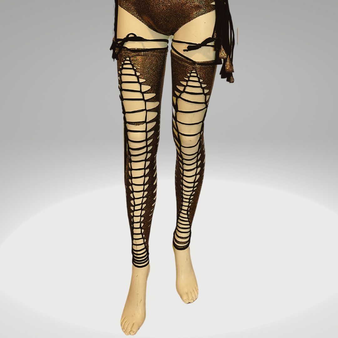 Thigh High Holographic Slit Weave Leg Warmers