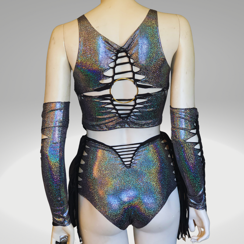 FULL SET Holographic shorts, sleeves, and top
