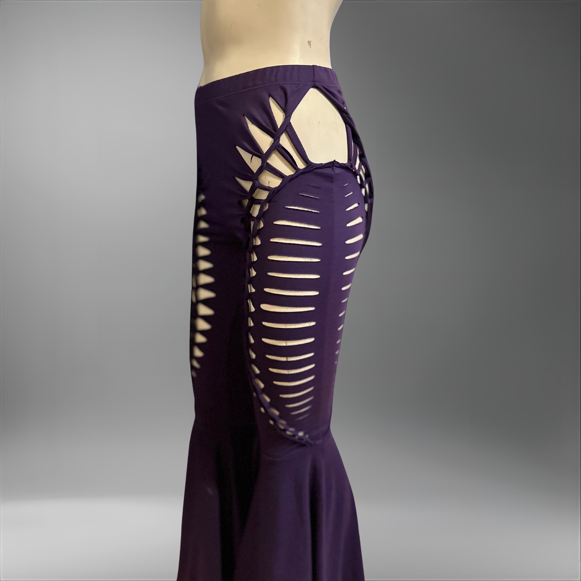 NEW Feathered Wing Slit Weave Flared Leggings | Handmade Festival Pants