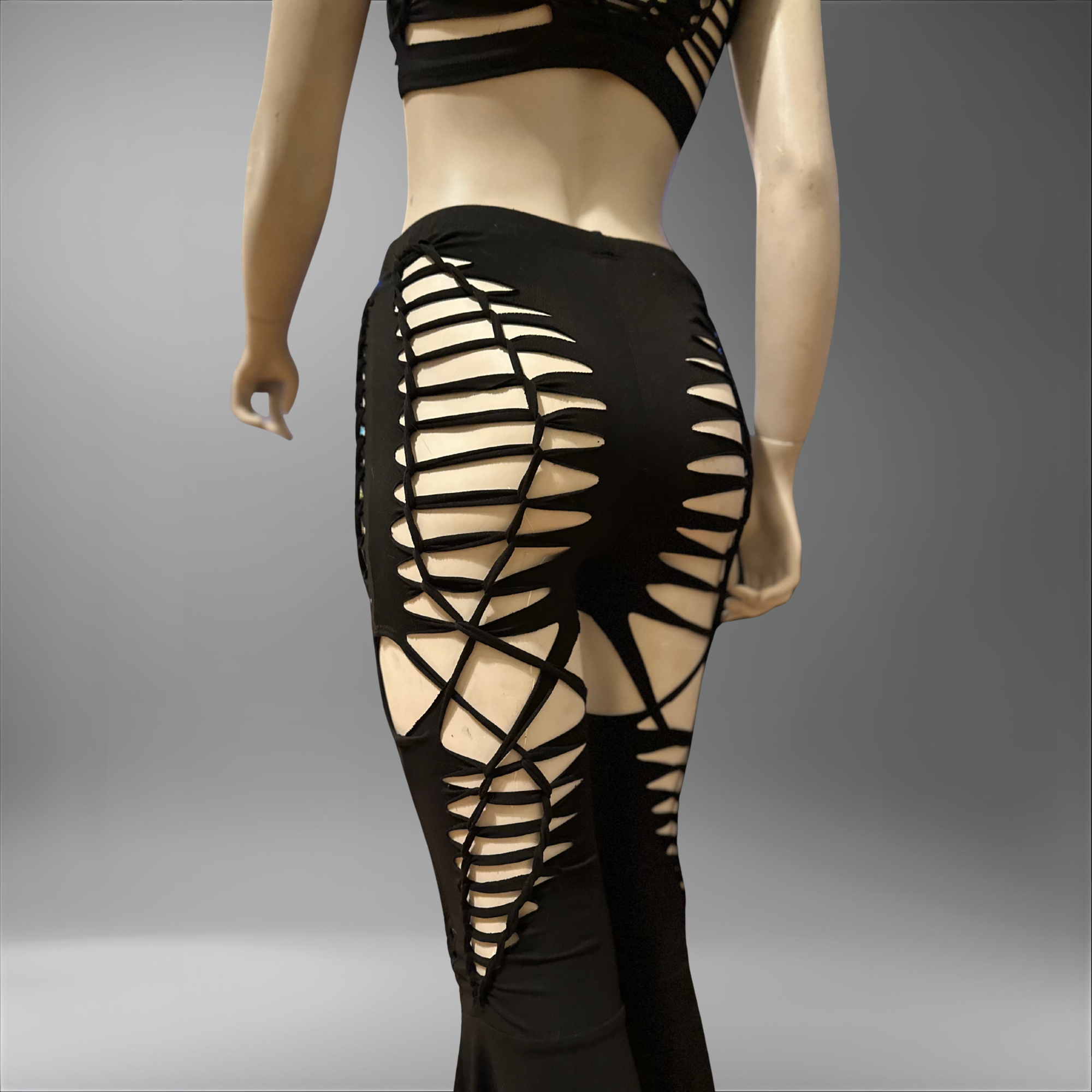 NEW Interlaced Duality Slit Weave Flared Leggings | Handmade Slit Weave Rave Pants