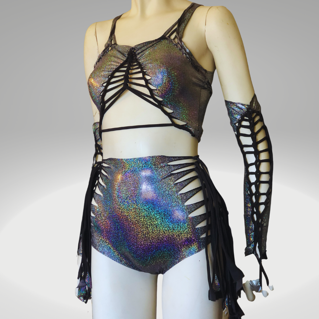 FULL SET Holographic shorts, sleeves, and top