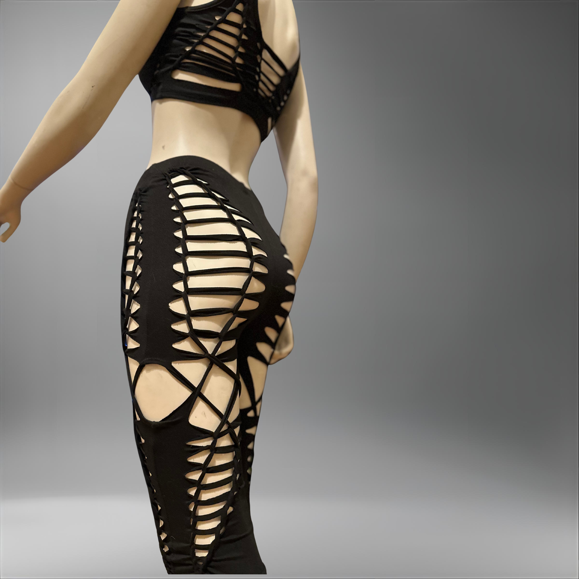NEW Interlaced Duality Slit Weave Flared Leggings | Handmade Slit Weave Rave Pants