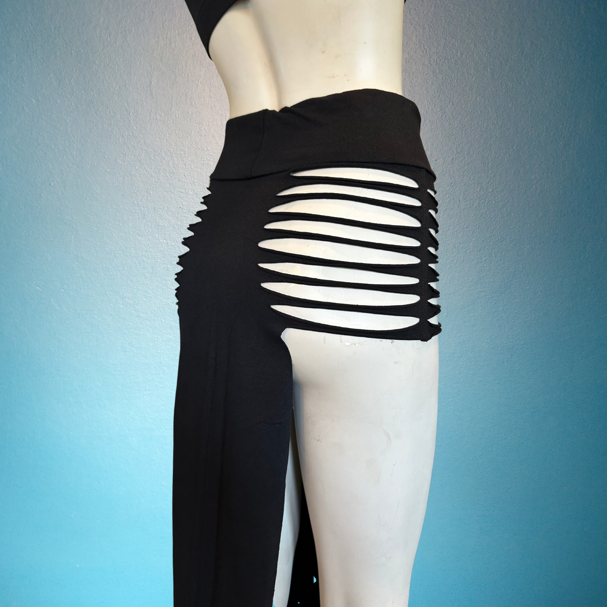 Double Slit Panel Skirt - Long Maxi Skirt - Slit Weave